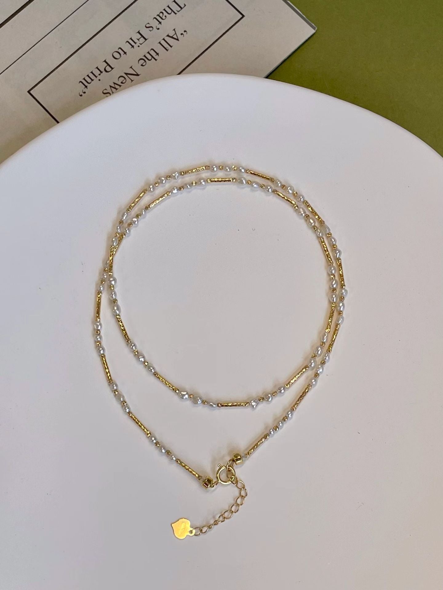 3mm Keshi Akoya Pearl Beaded Necklace K18