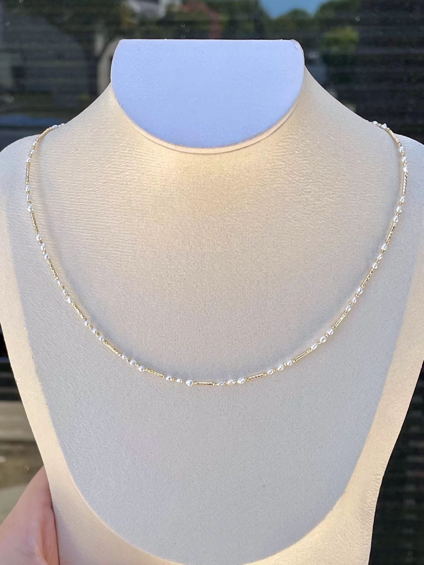 3mm Keshi Akoya Pearl Beaded Necklace K18