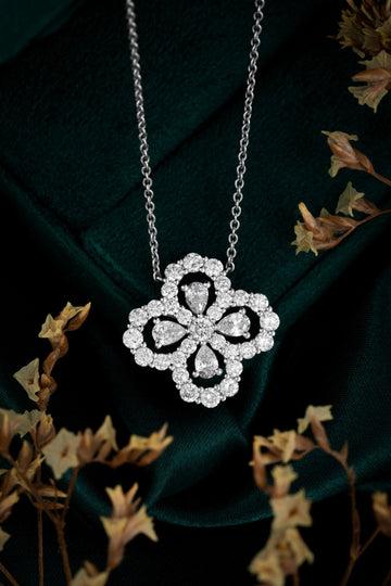 Diamond Loop Full Motif Diamond Pendant Medium In 14K White Gold