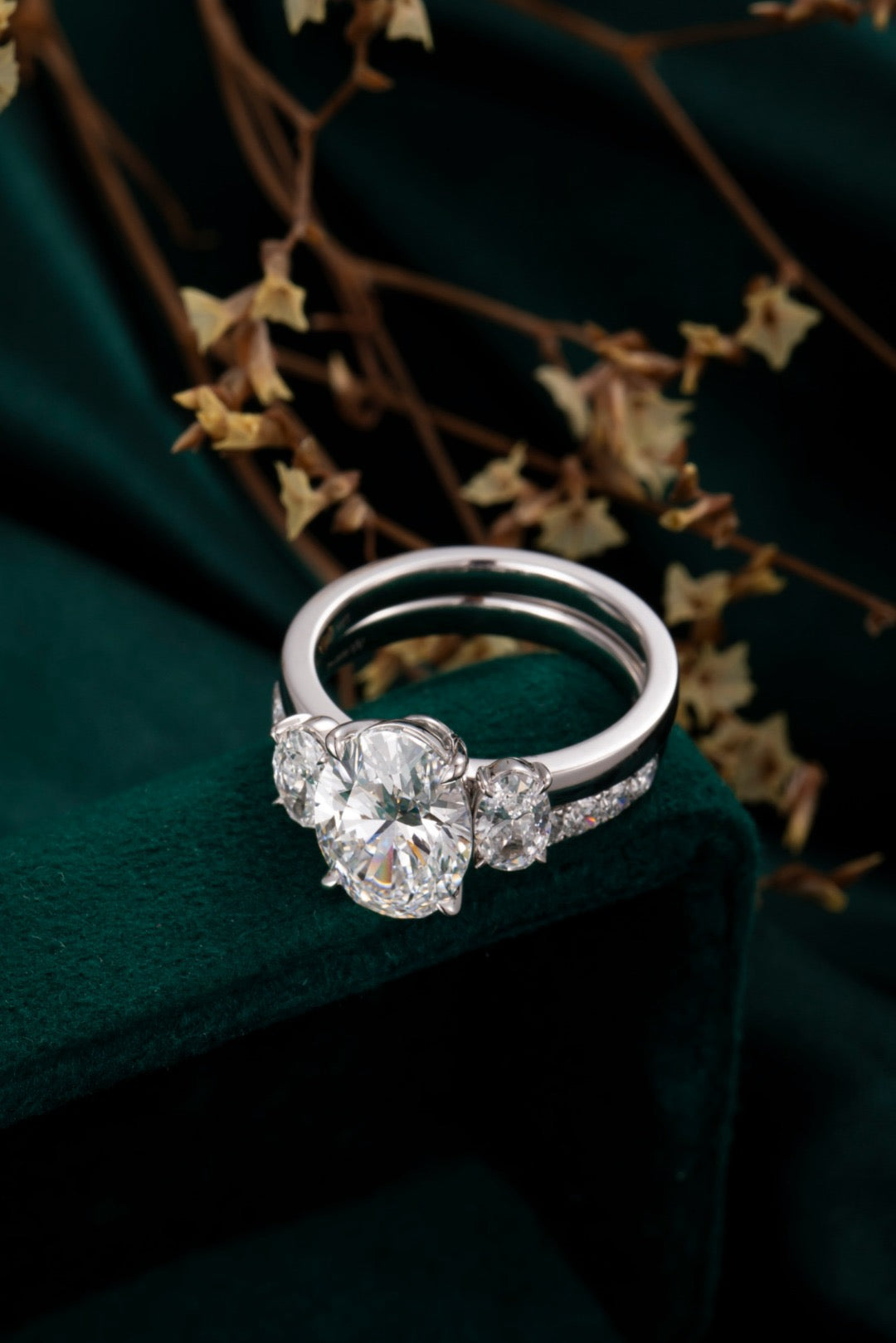 Oval Cut Three-stone Bloom Light  Lab-Grown Diamond Ring 3CT