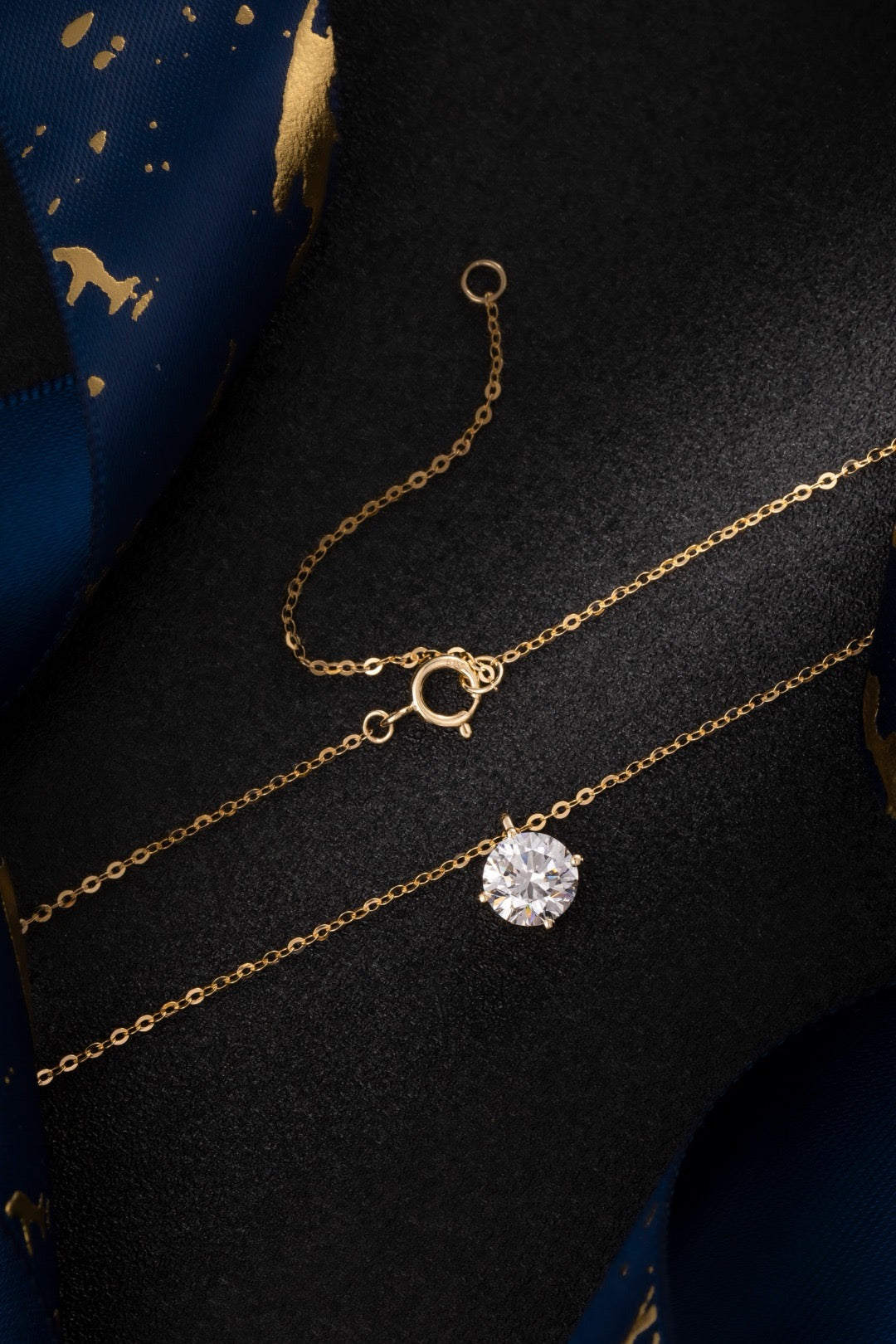 1 Carat Round Lab Grown Diamond Necklace In 14K Yellow Gold