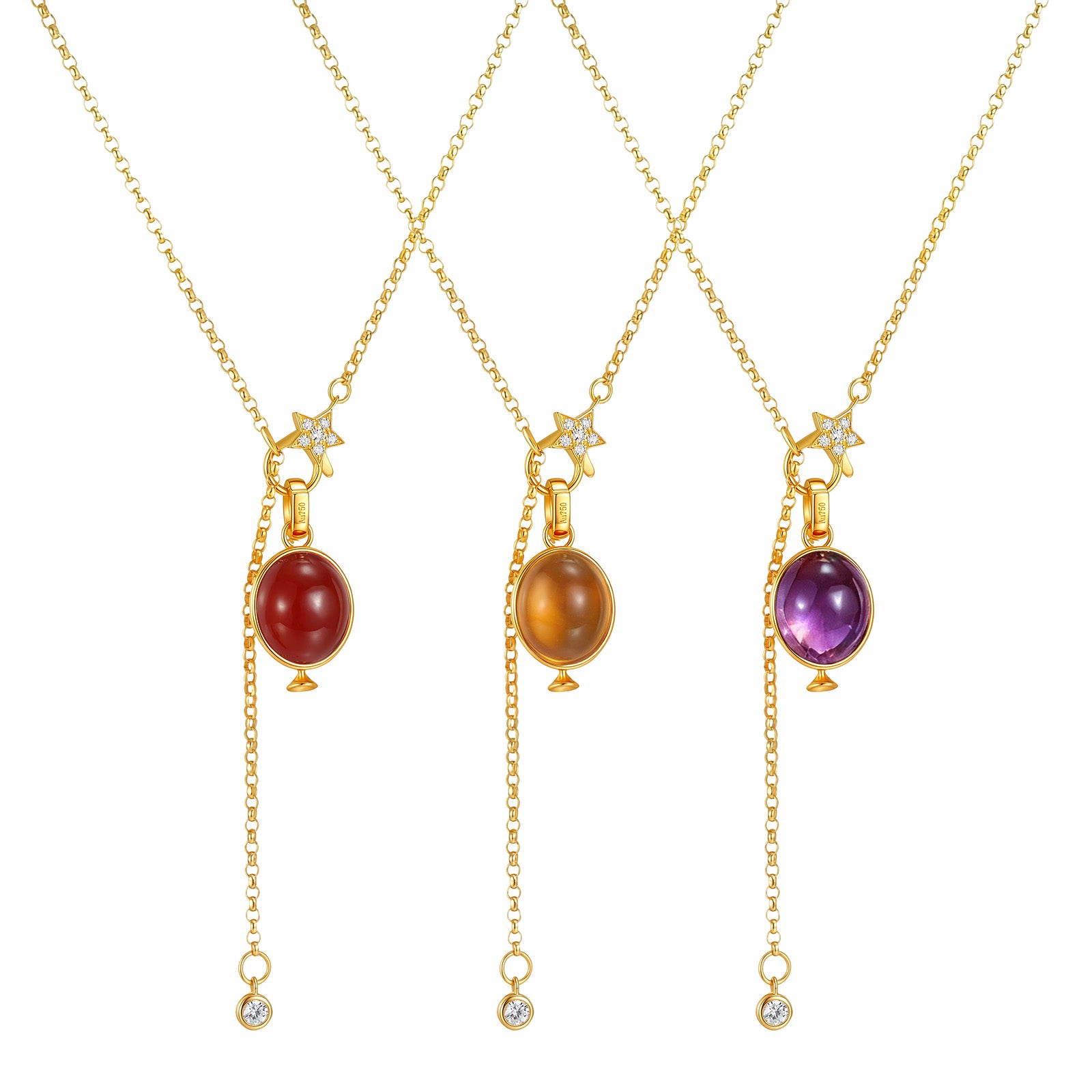 18K Gold Oval Gemstone Enhancer Pendant
