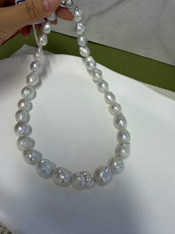 White Baroque Pearl Necklace 10–12mm, 17”