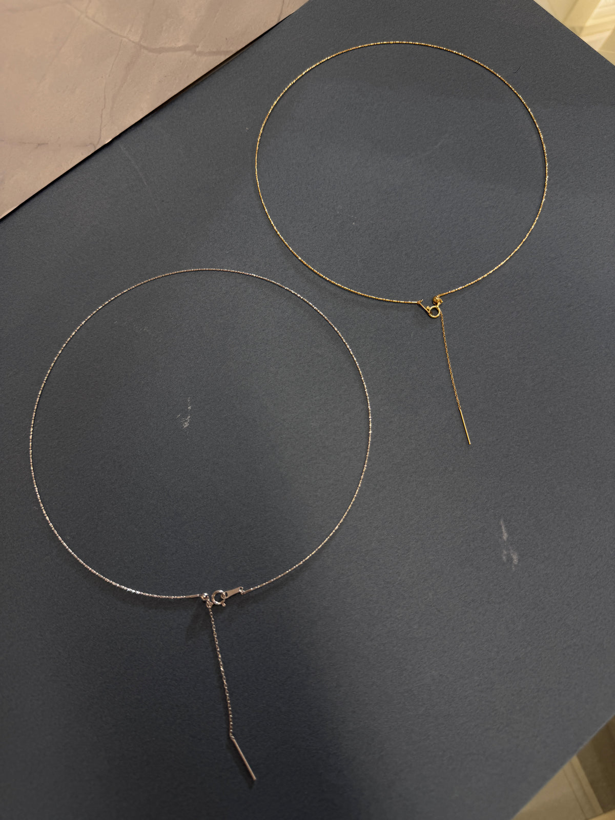 Japanese K18 0.8mm Omega Necklace – Yellow Gold / White Gold