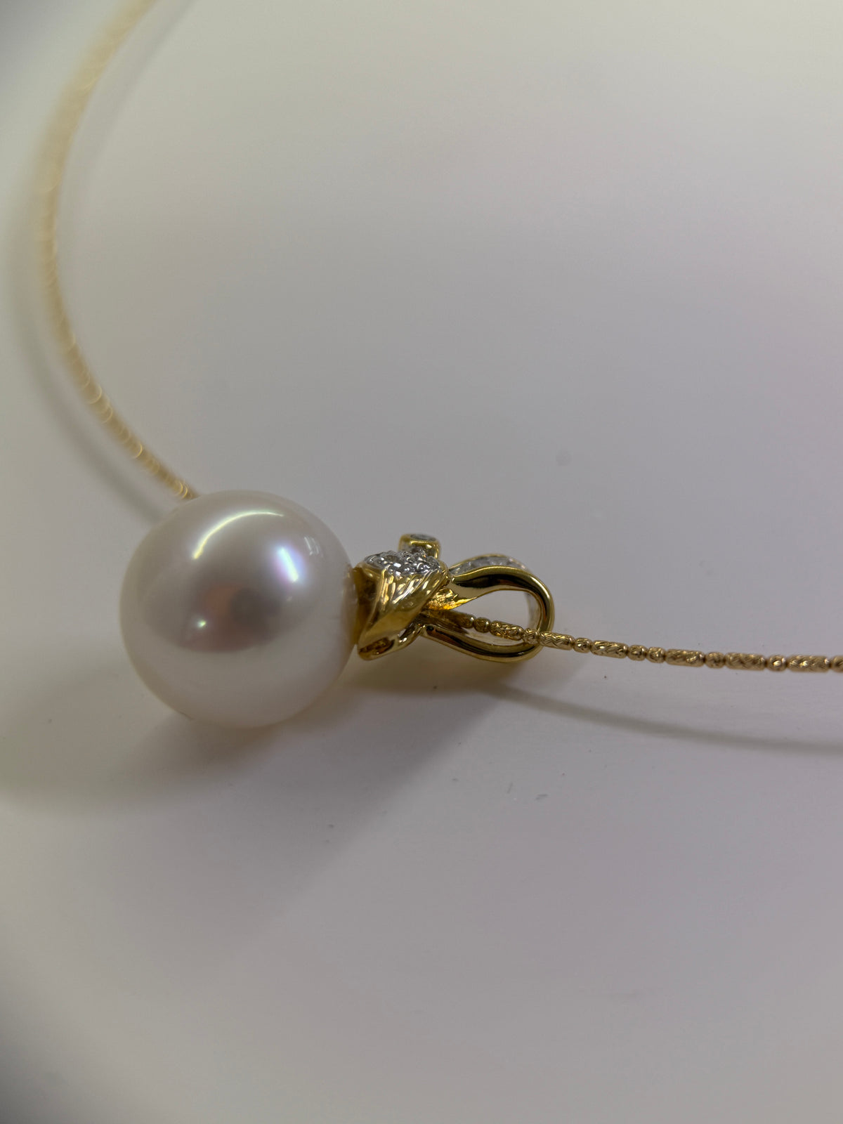 18K Yellow Gold Diamond Accent South Sea Pearl Pendant