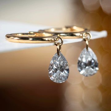 Dainty Pear Diamond Hoop Earrings 2CT