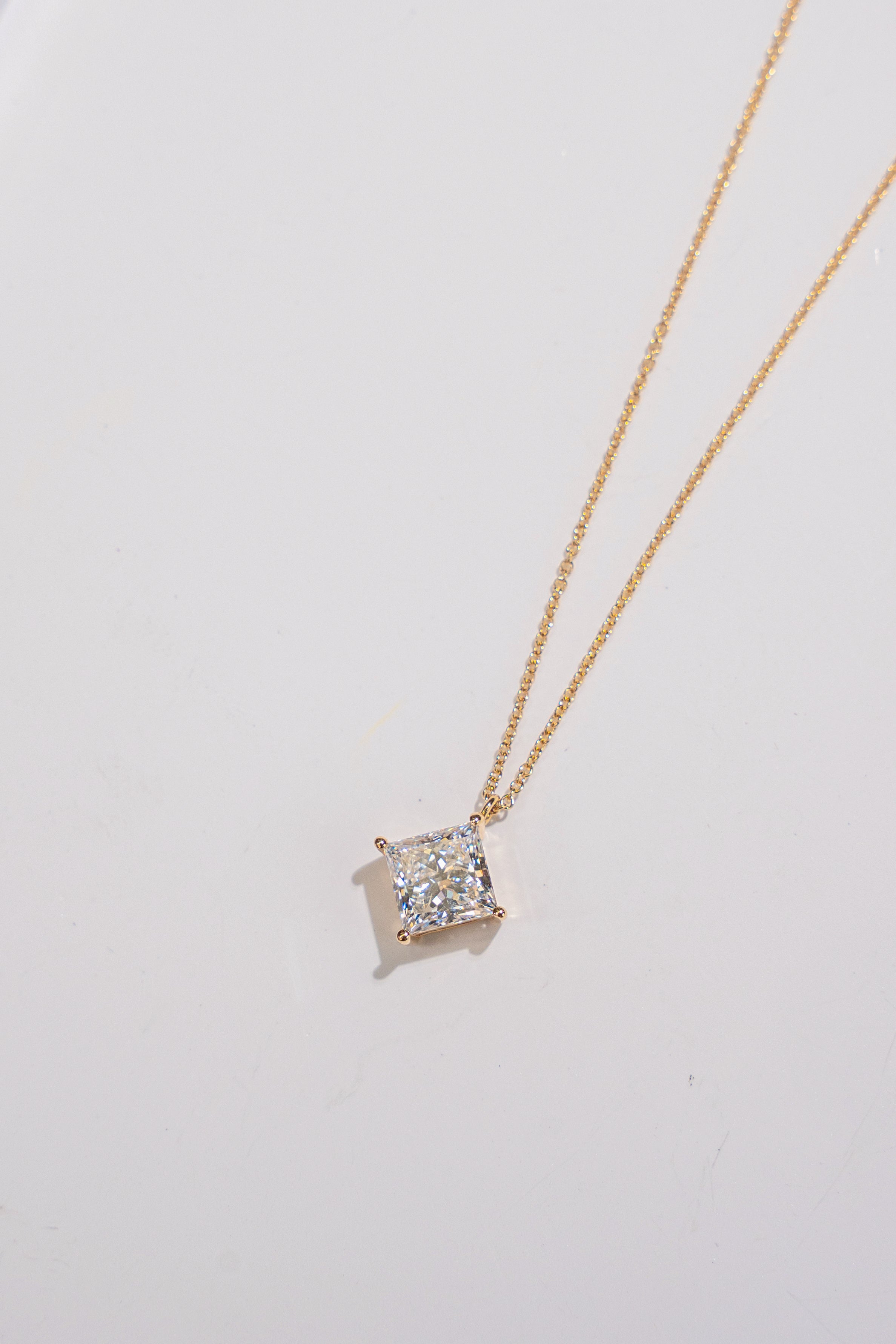 Princess Cut Diamond Drop Necklace 1.53CT