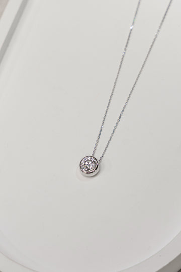 ⭐️1.072 Carat Round Lab Grown Diamond Necklace In 18K White Gold