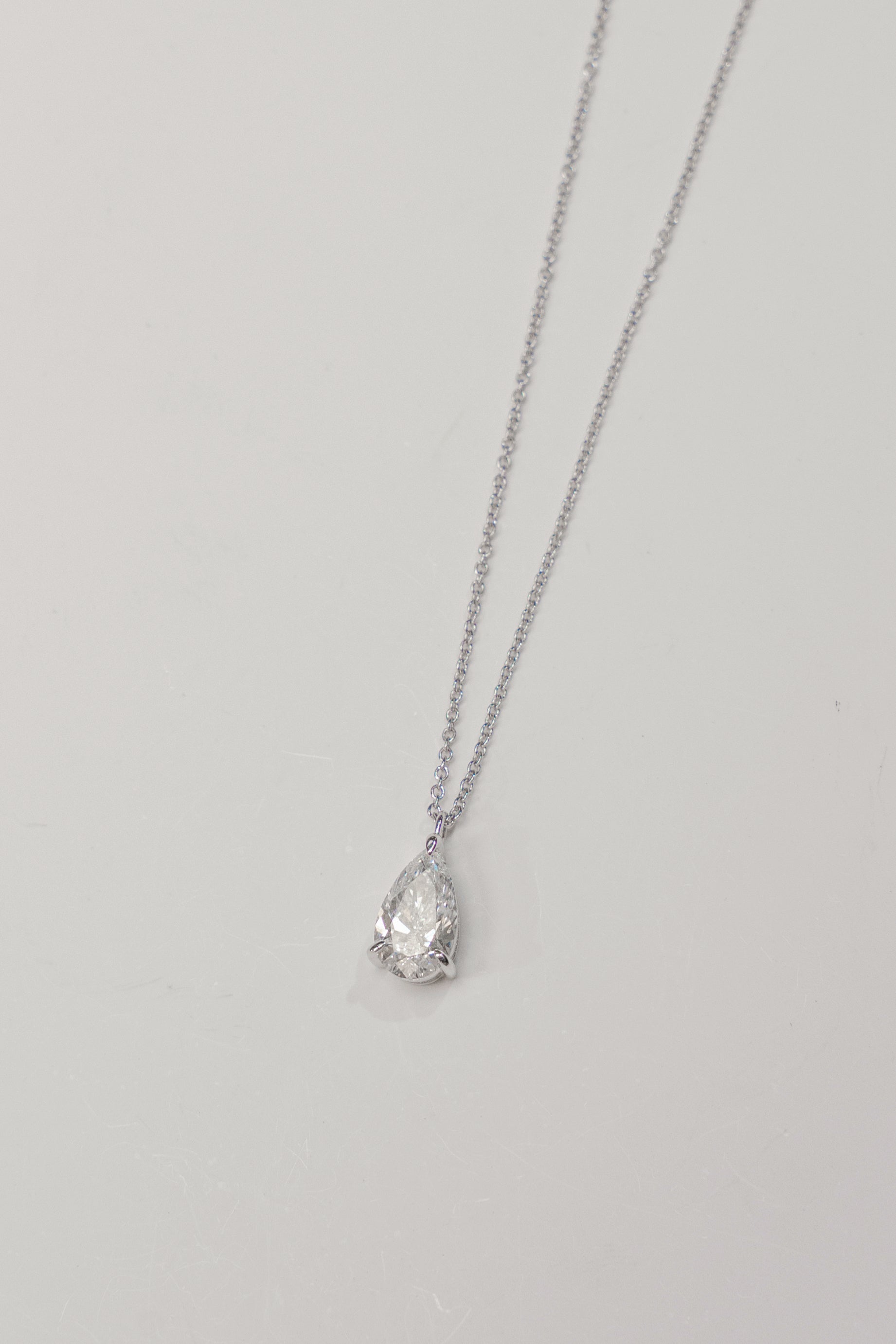Pear Shape Solitaire Diamond Pendant Necklace 1CT