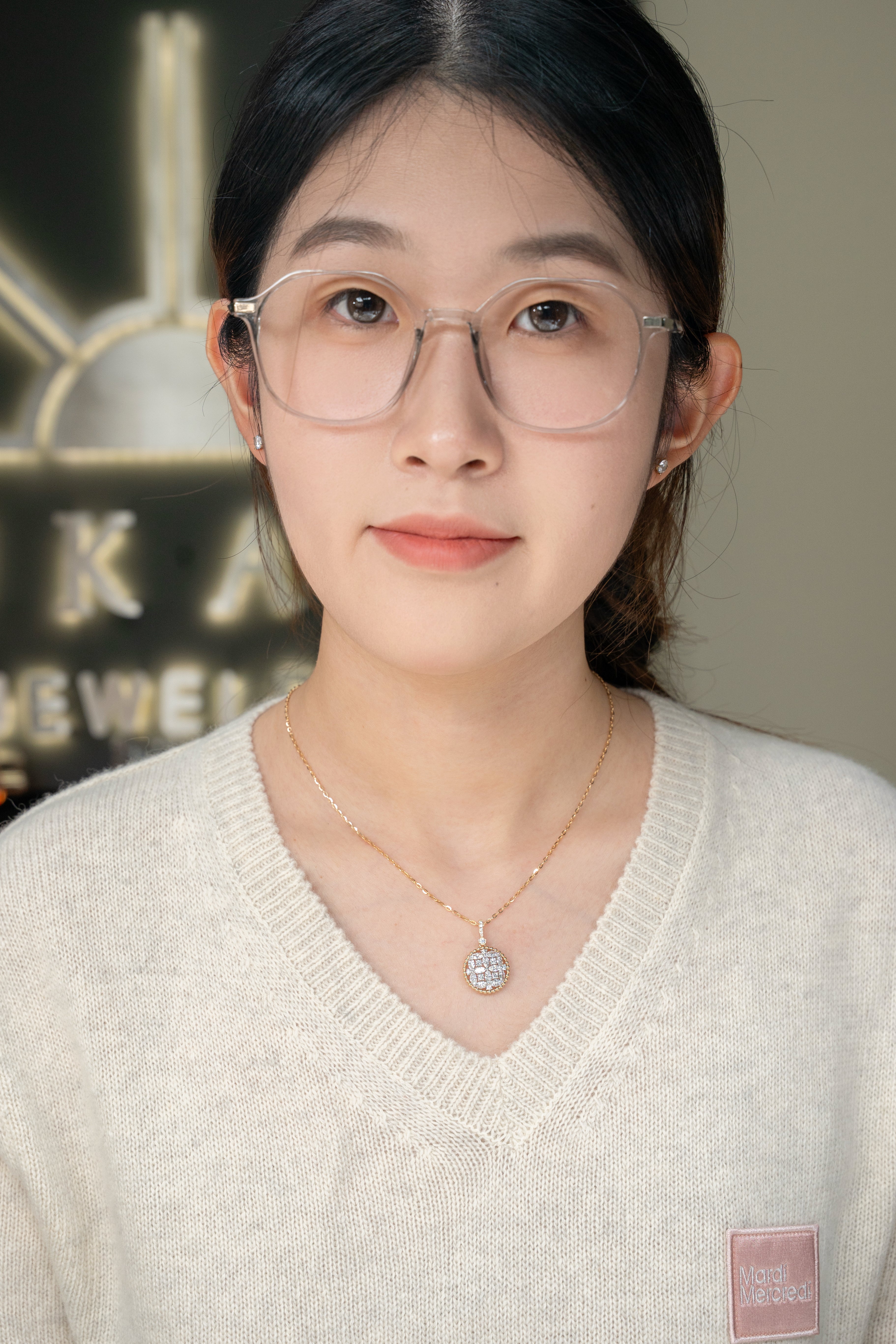 Round Cluster Lab‑Grown Diamond Pendant Necklace