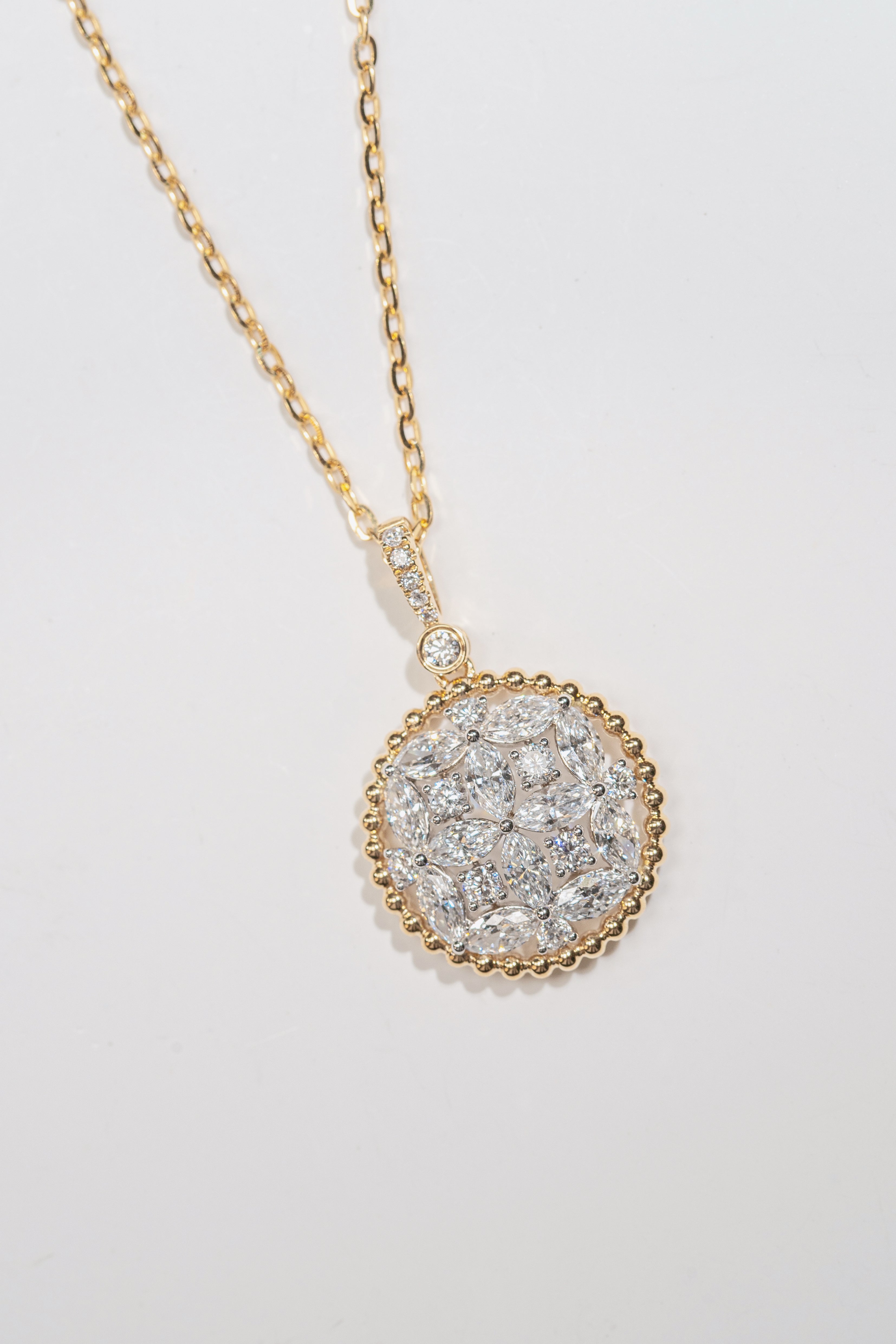 Round Cluster Lab‑Grown Diamond Pendant Necklace