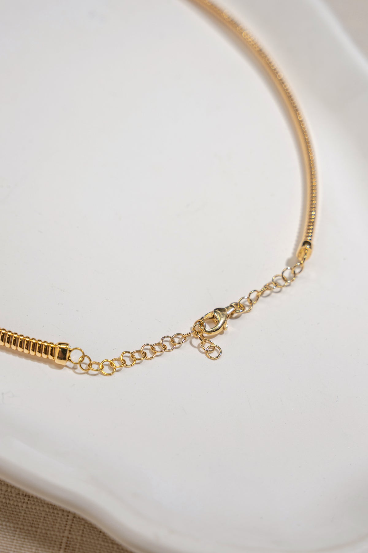 K18 Yellow Gold Italian Tubogas Flexible Collar Necklace with 0.14ct Pavé Diamond