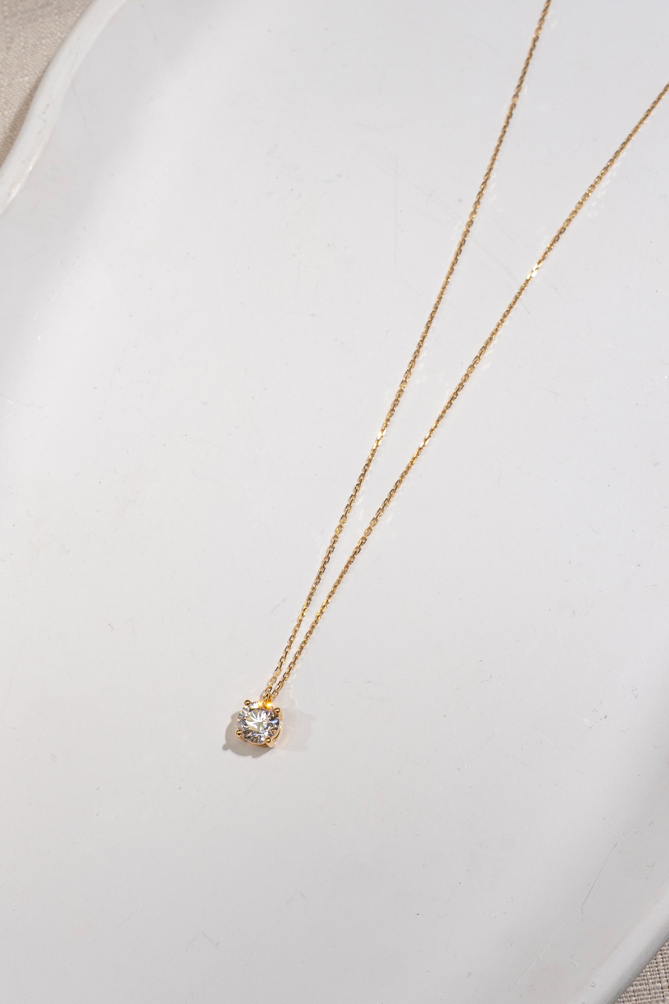 Four-Prong Round‑Cut Lab‑Grown Diamond Solitaire Pendant Necklace