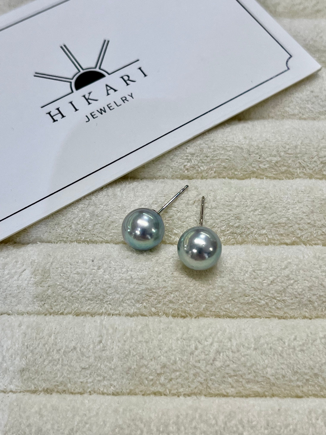 6.5-7mm akoya blue rose pearl earing k18 white