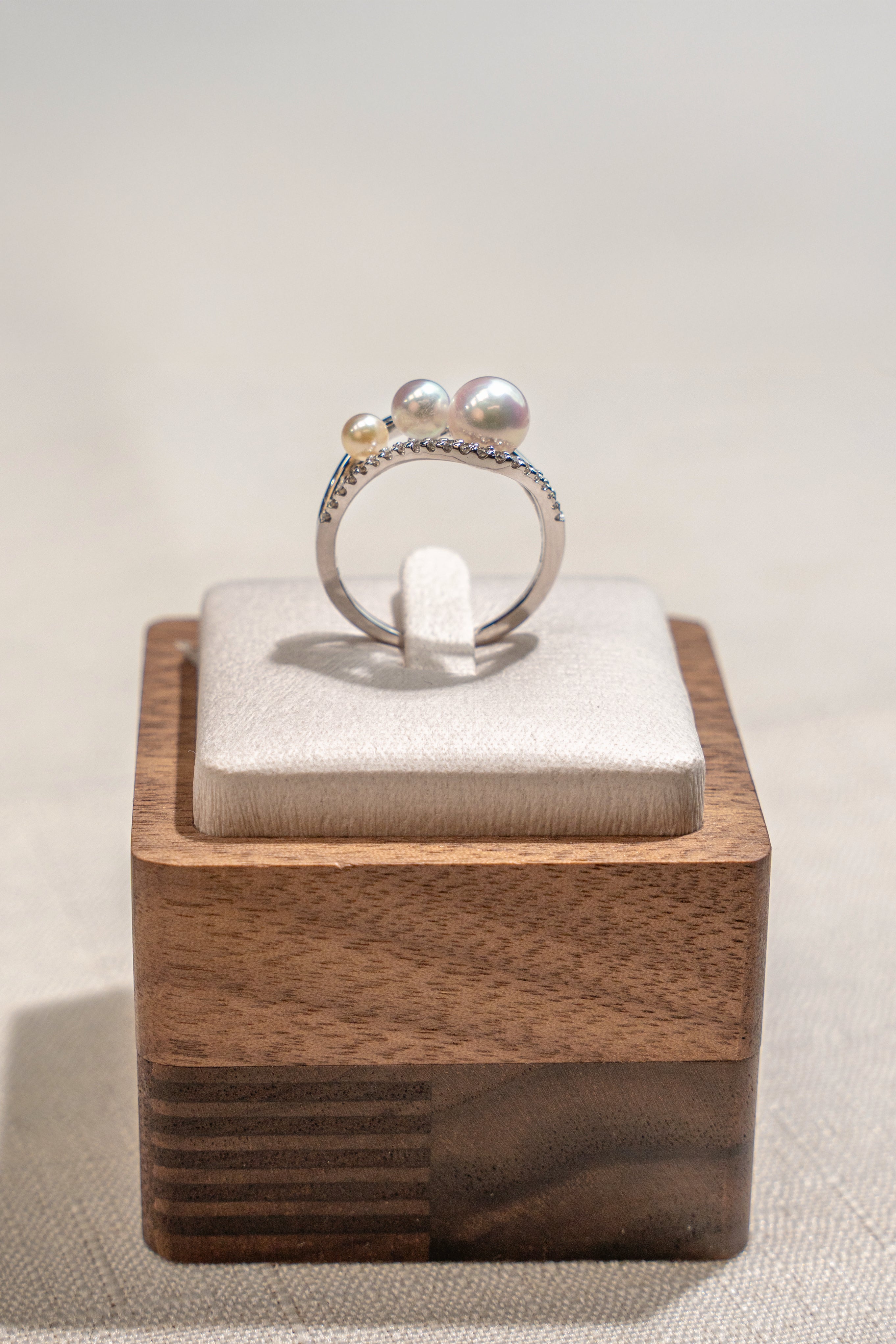 3.5-6.5mm Akoya Pearl Ring In Platinum 900