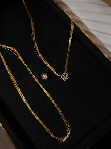 0.4mm Italian K18 Multi-Strand Chain Necklace | 16.5"