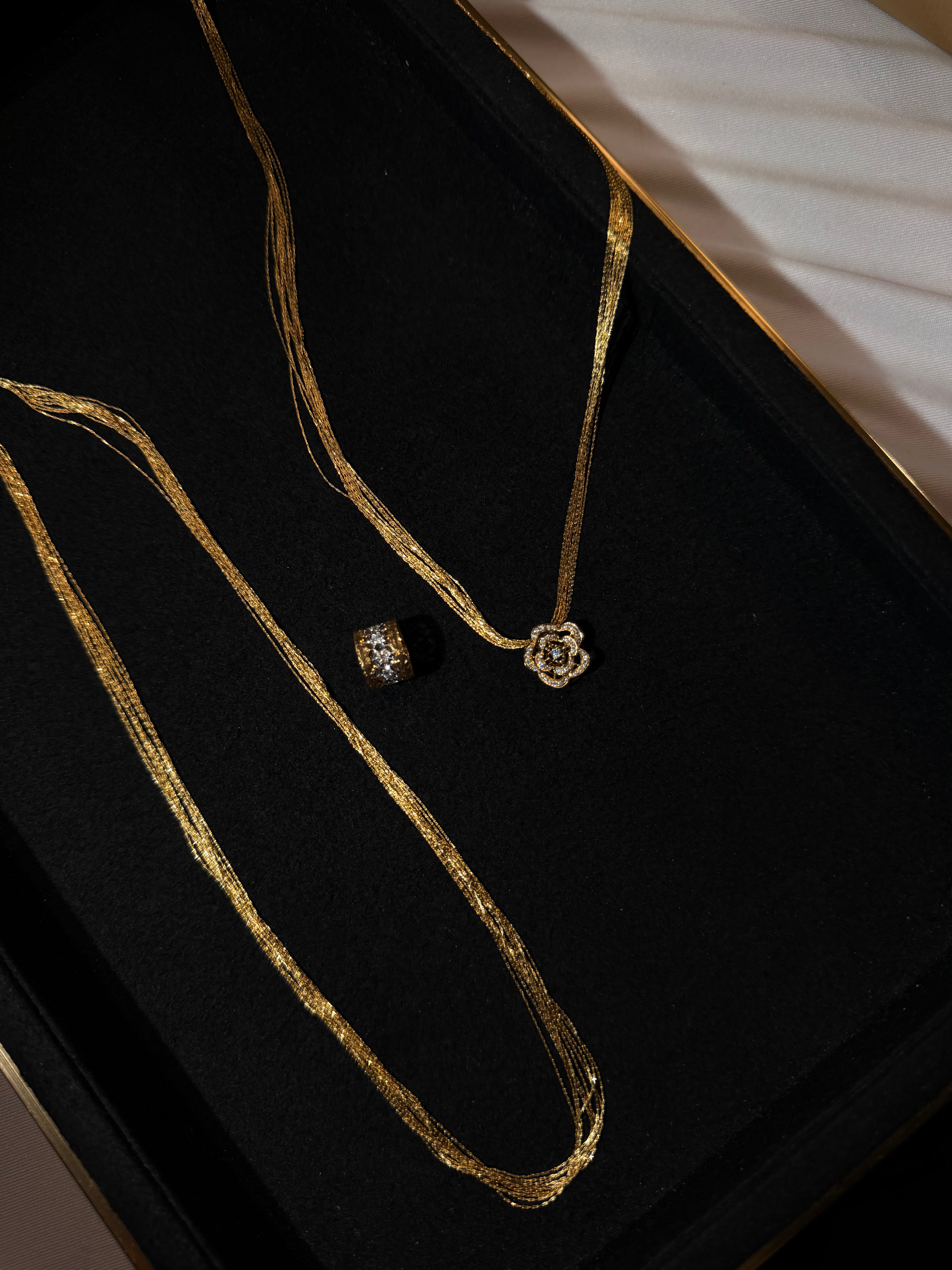 0.4mm Italian K18 Multi-Strand Chain Necklace | 16.5"