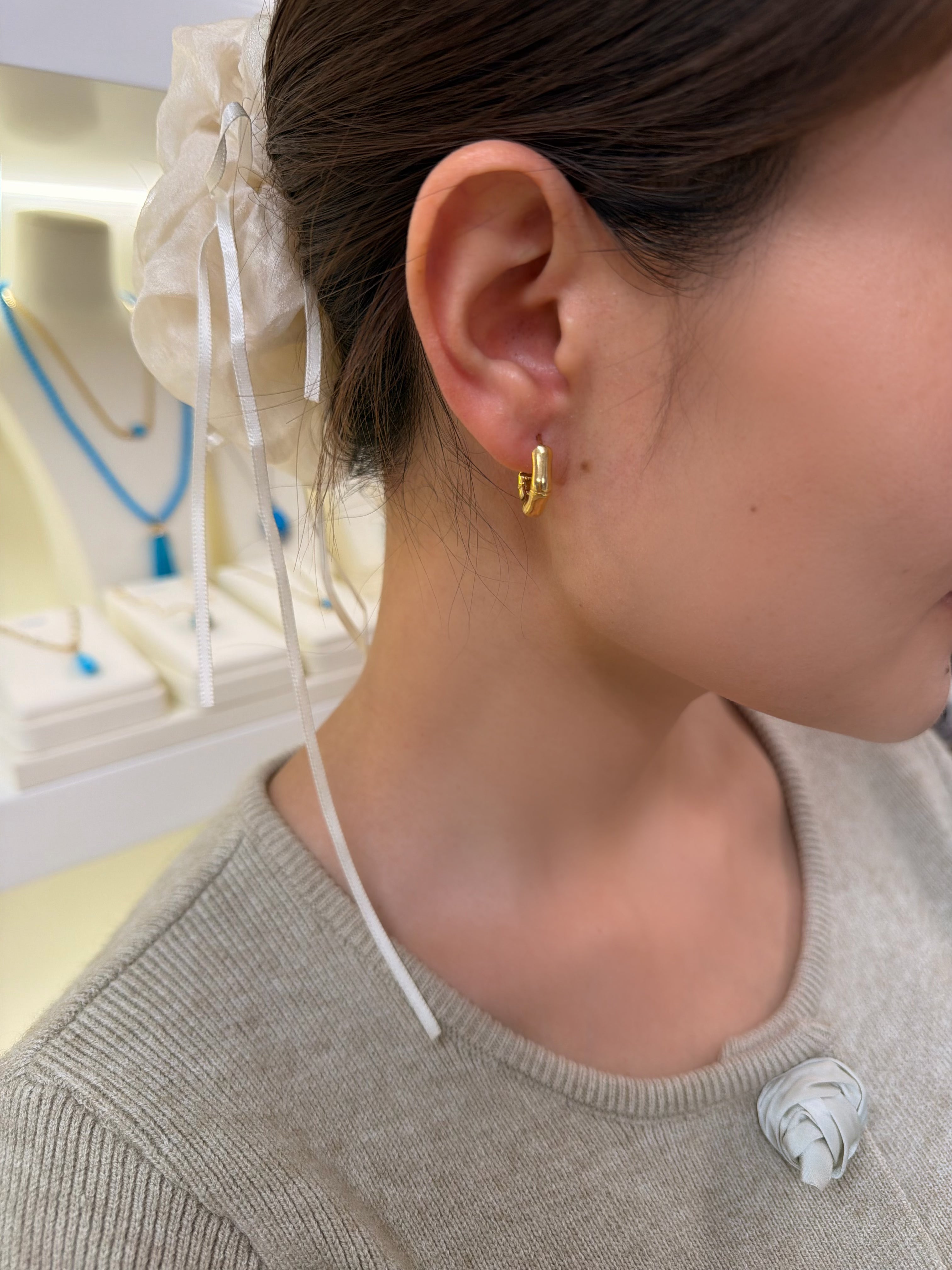 K18 Italian Geometric Hoop Earrings