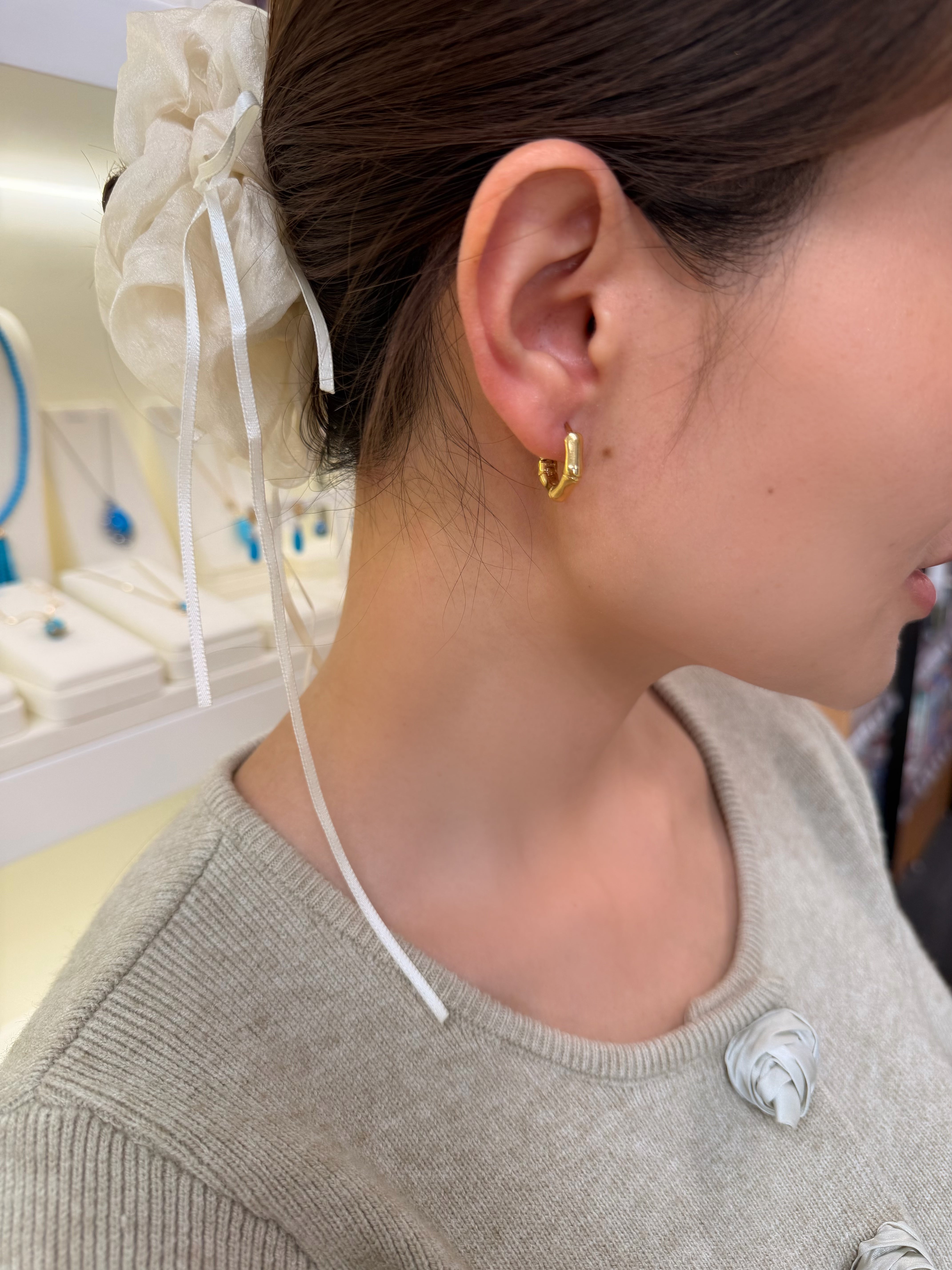 K18 Italian Geometric Hoop Earrings