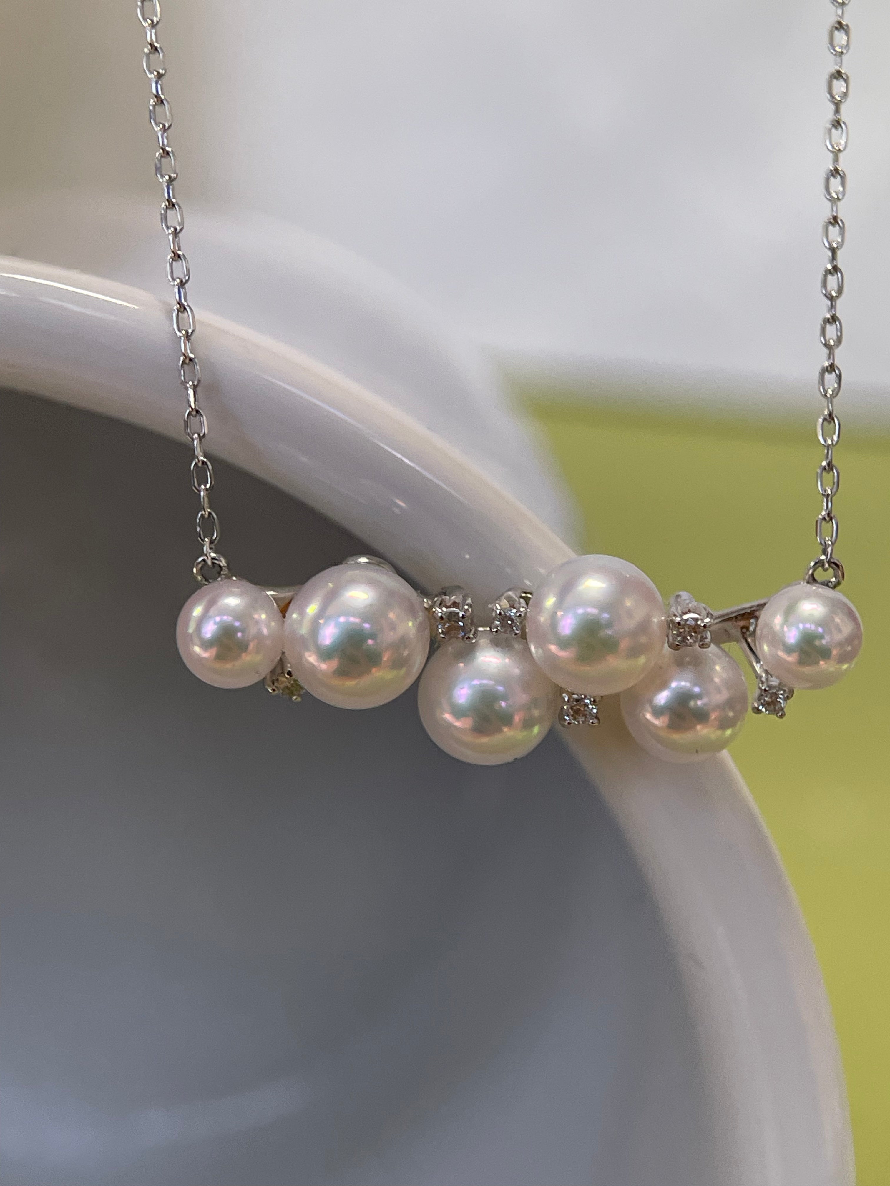 ⭐️Akoya Pearl & Diamond Necklace in Platinum