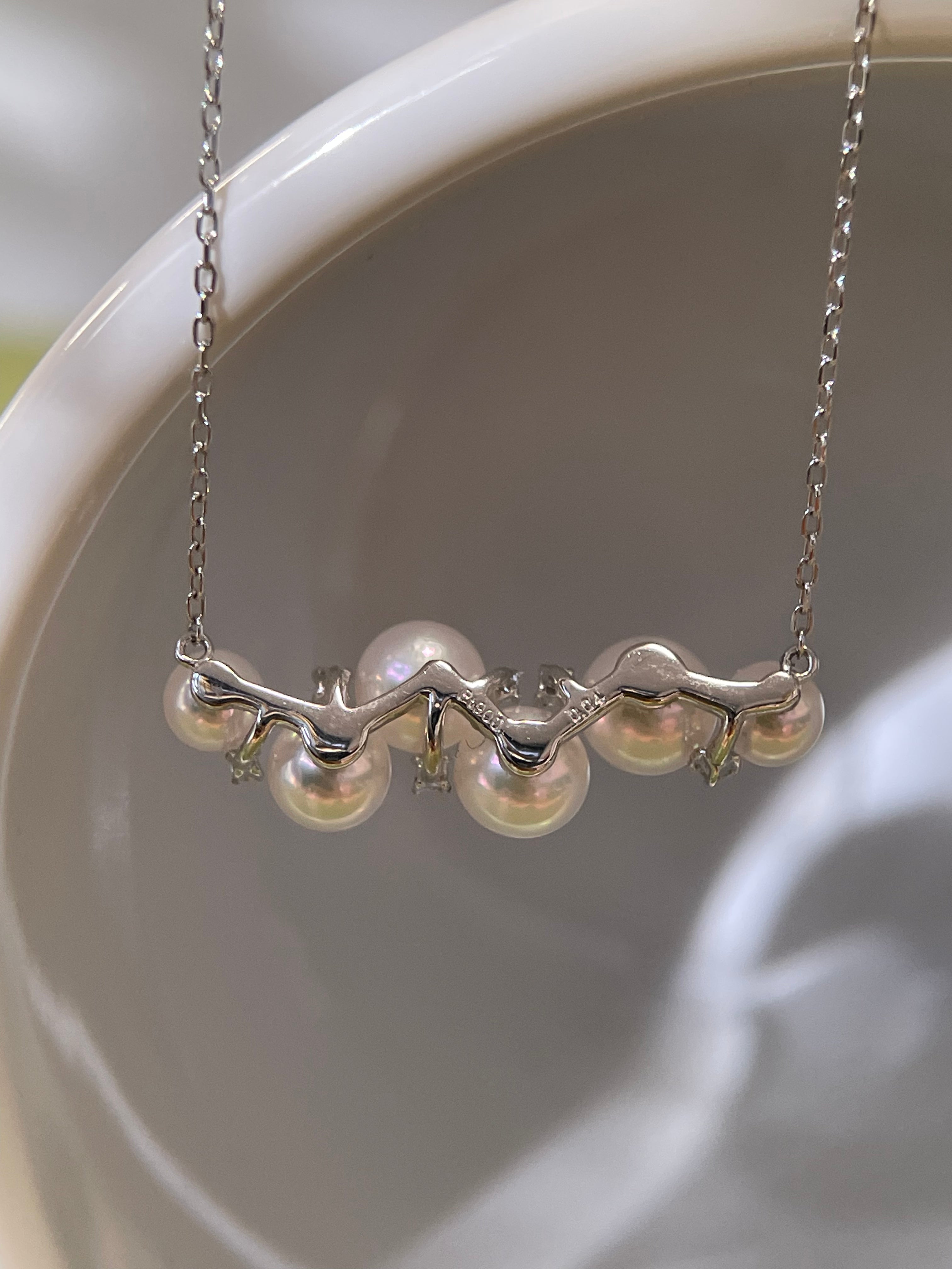 ⭐️Akoya Pearl & Diamond Necklace in Platinum