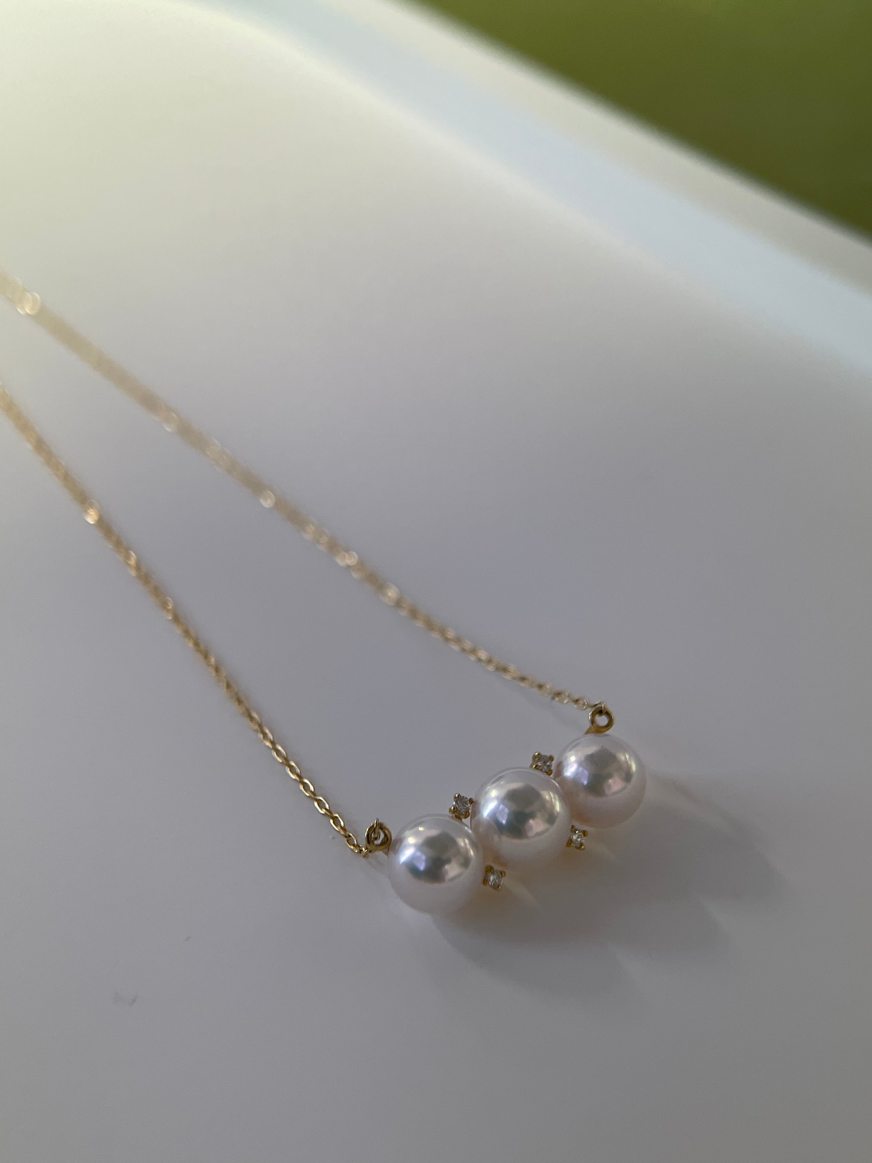 ⭐️5.5mm Akoya Cultured Pearl Necklace In 18K Yellow Gold