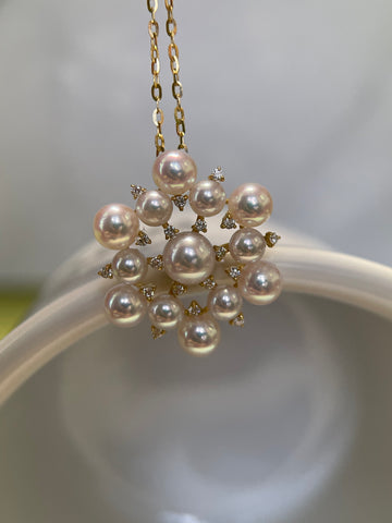 ⭐️3.5-5mm Akoya Pearl With 0.11CT Diamond Pendant