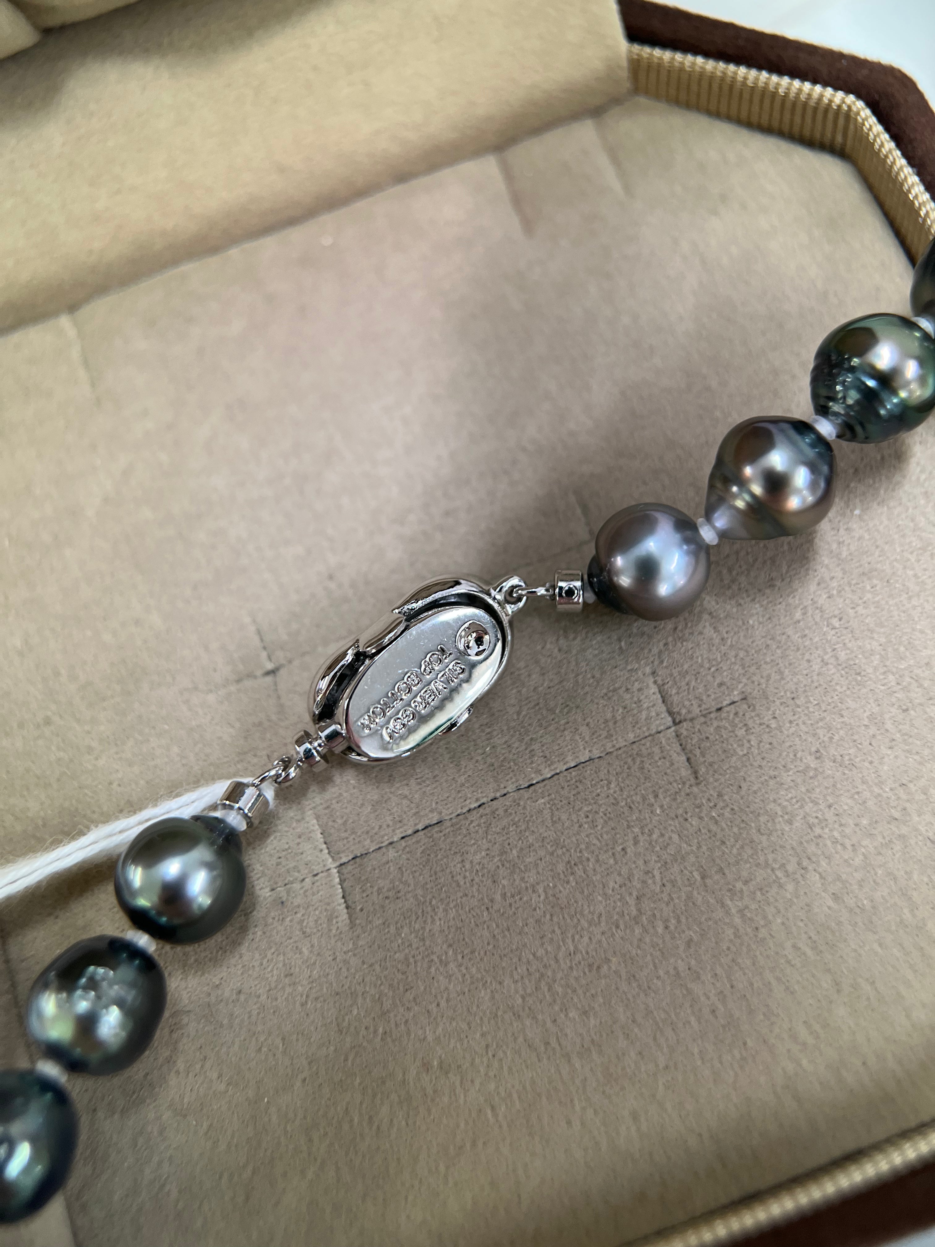 Dark Peacock Baroque Tahitian Pearl Necklace | 7.9–10.6mm | 43cm / 17”