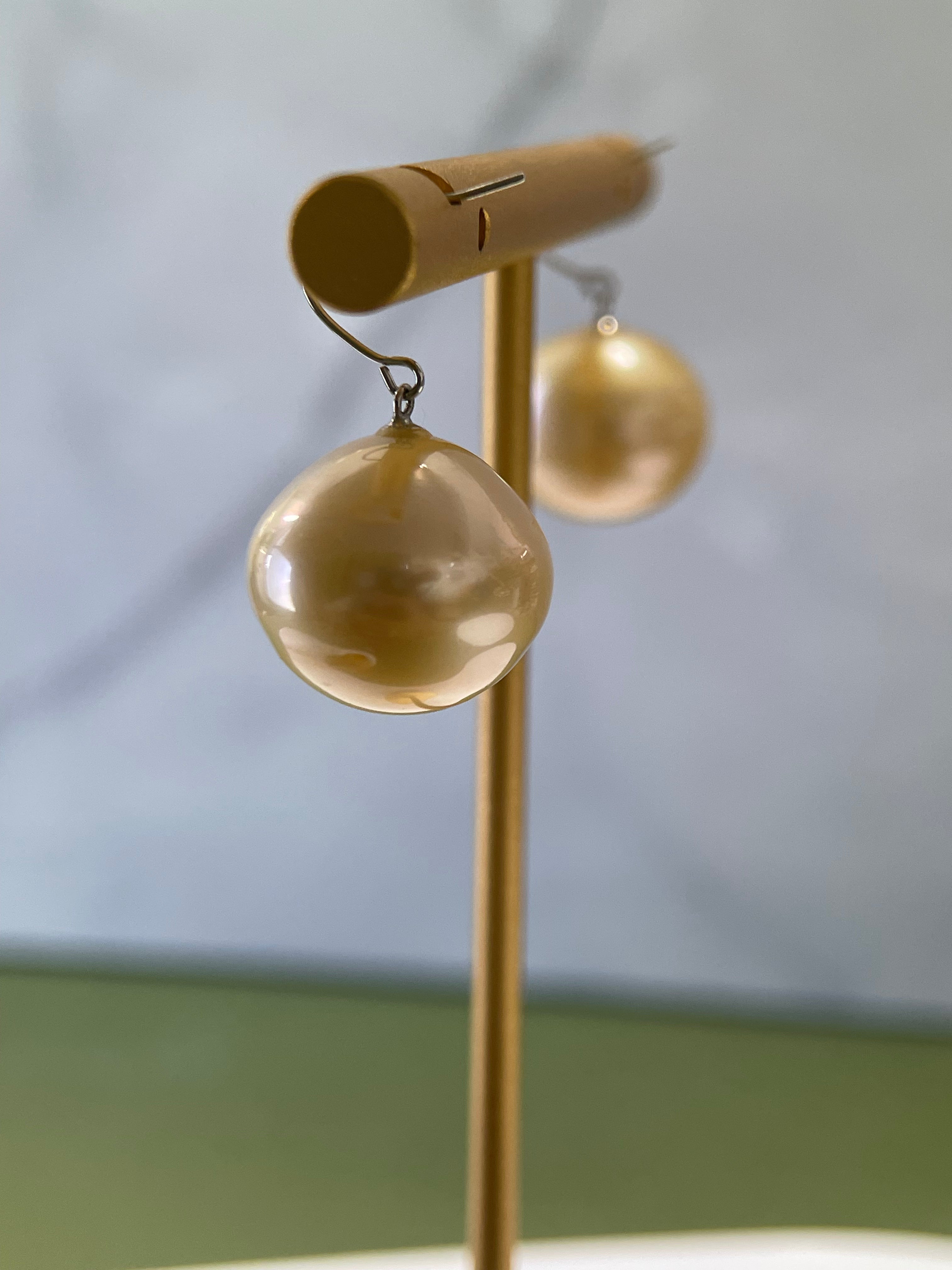 Golden South Sea Pearl Earrings – 12–14mm