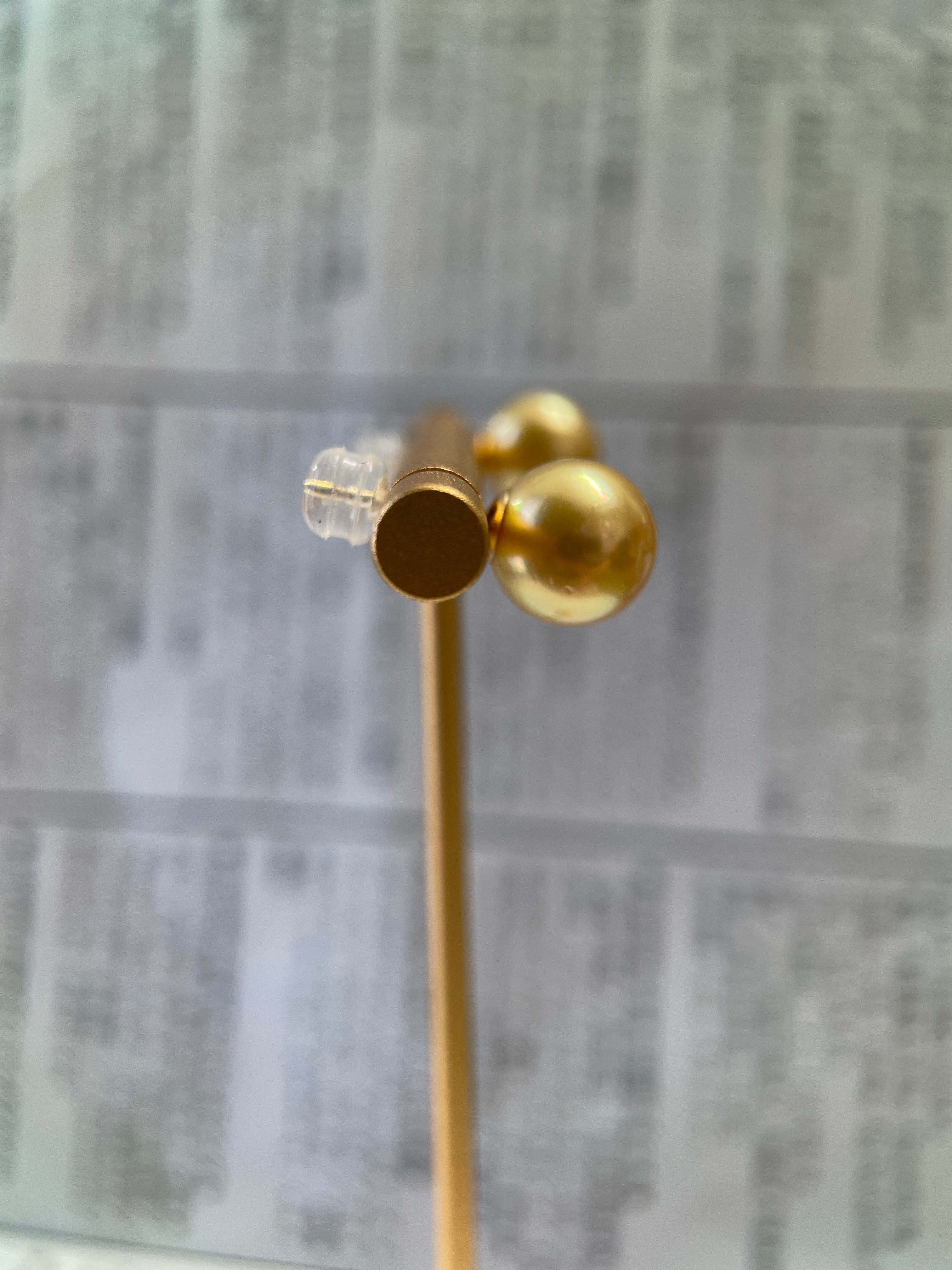 9.6mm Golden South Sea Pearl Stud Earrings in K18 Gold