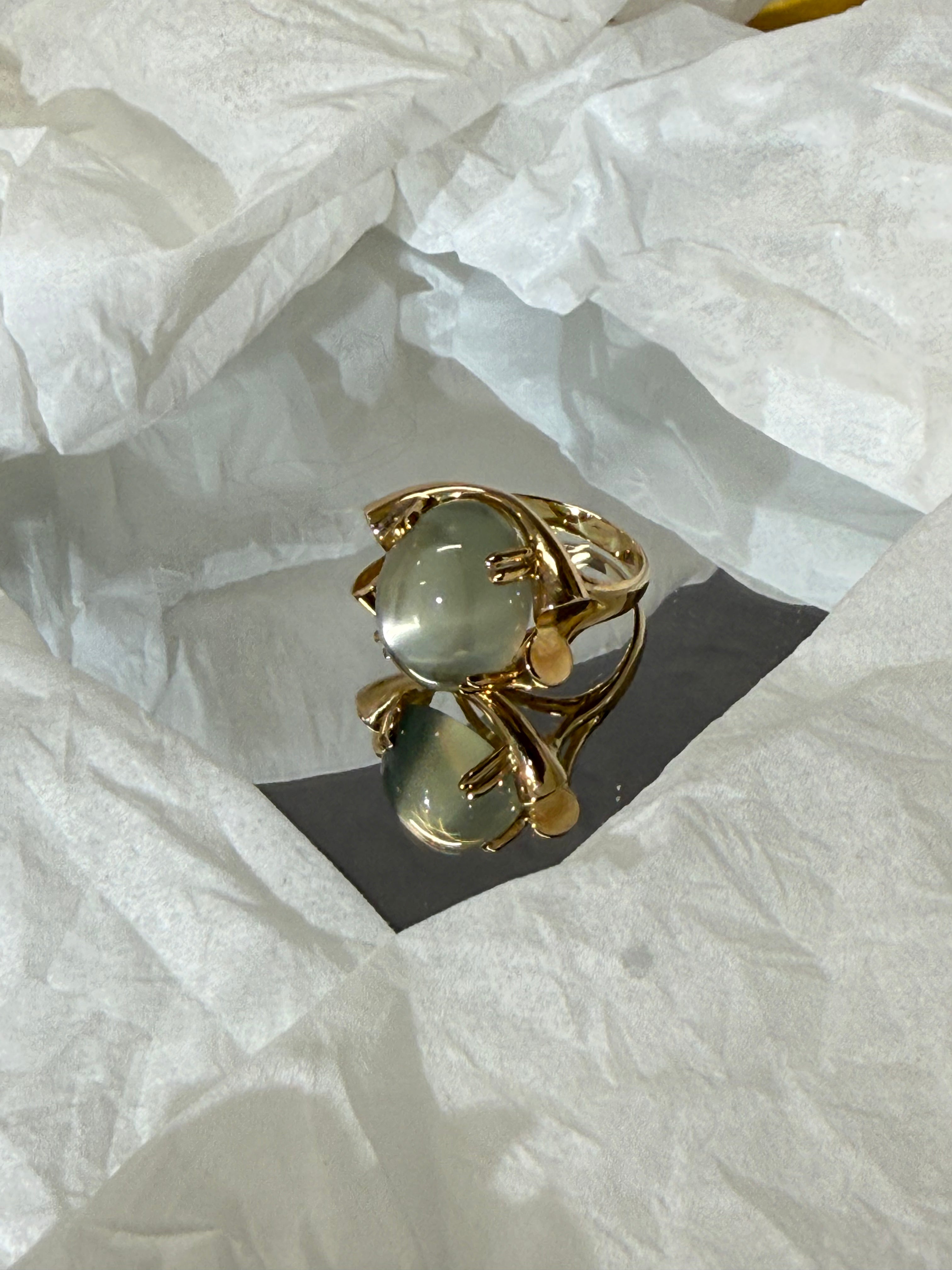 Certified K18 Natural Moonstone Sculptural Statement Ring Product Description