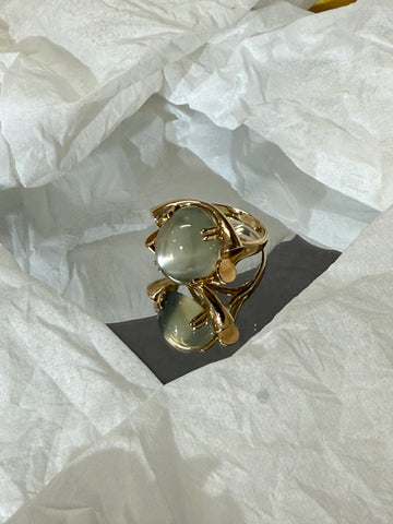 Certified K18 Natural Moonstone Sculptural Statement Ring Product Description