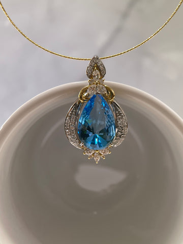 Certified Blue Topaz & Diamond Pendant