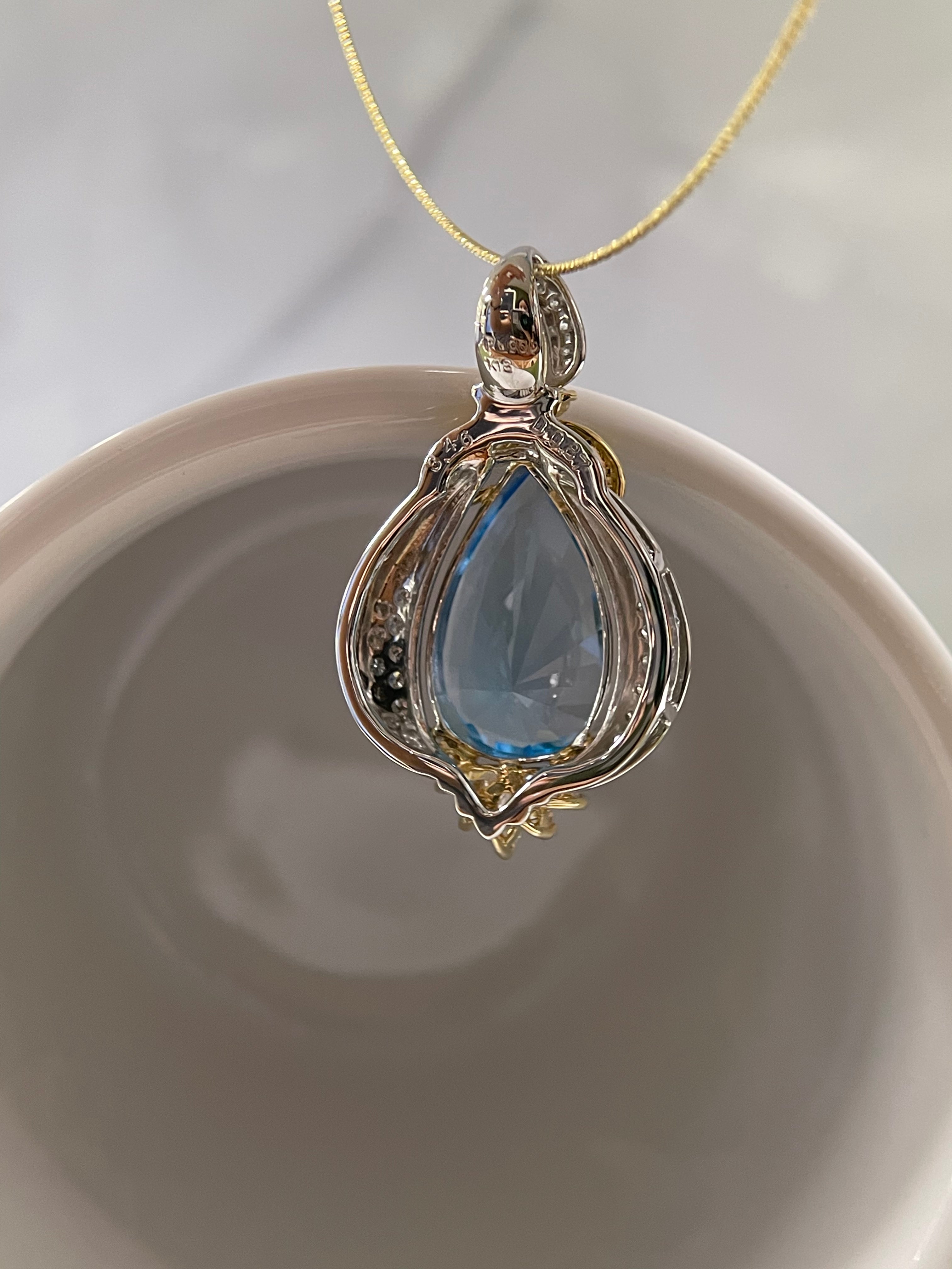 Certified Blue Topaz & Diamond Pendant