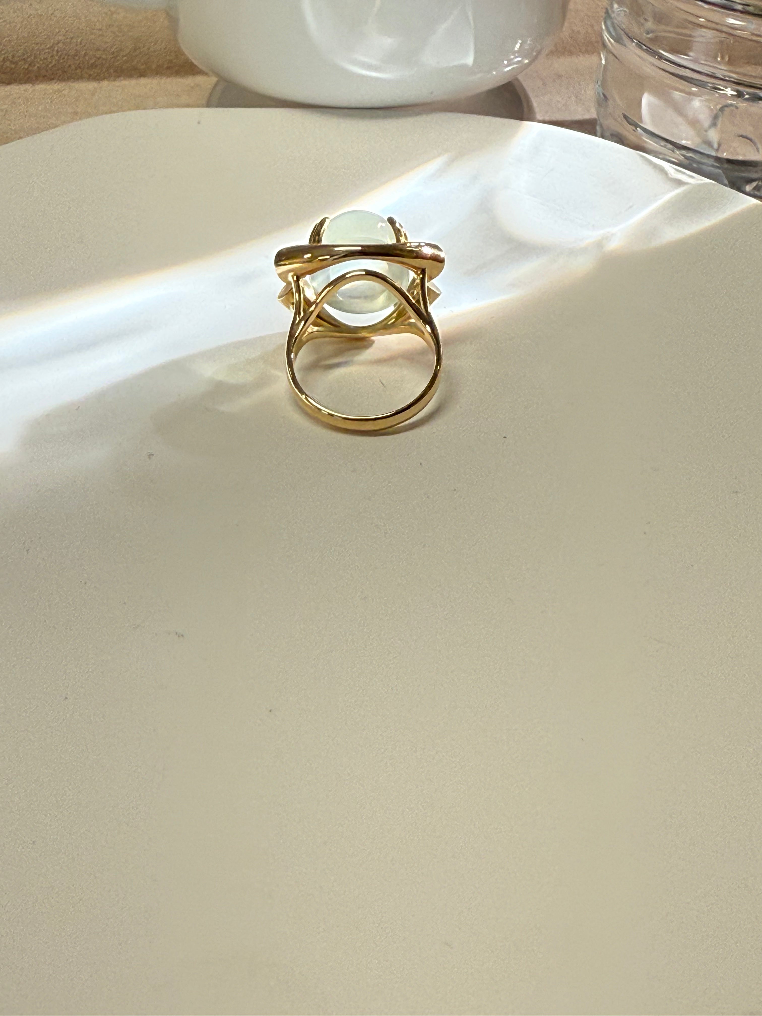 Certified K18 Natural Moonstone Sculptural Statement Ring Product Description