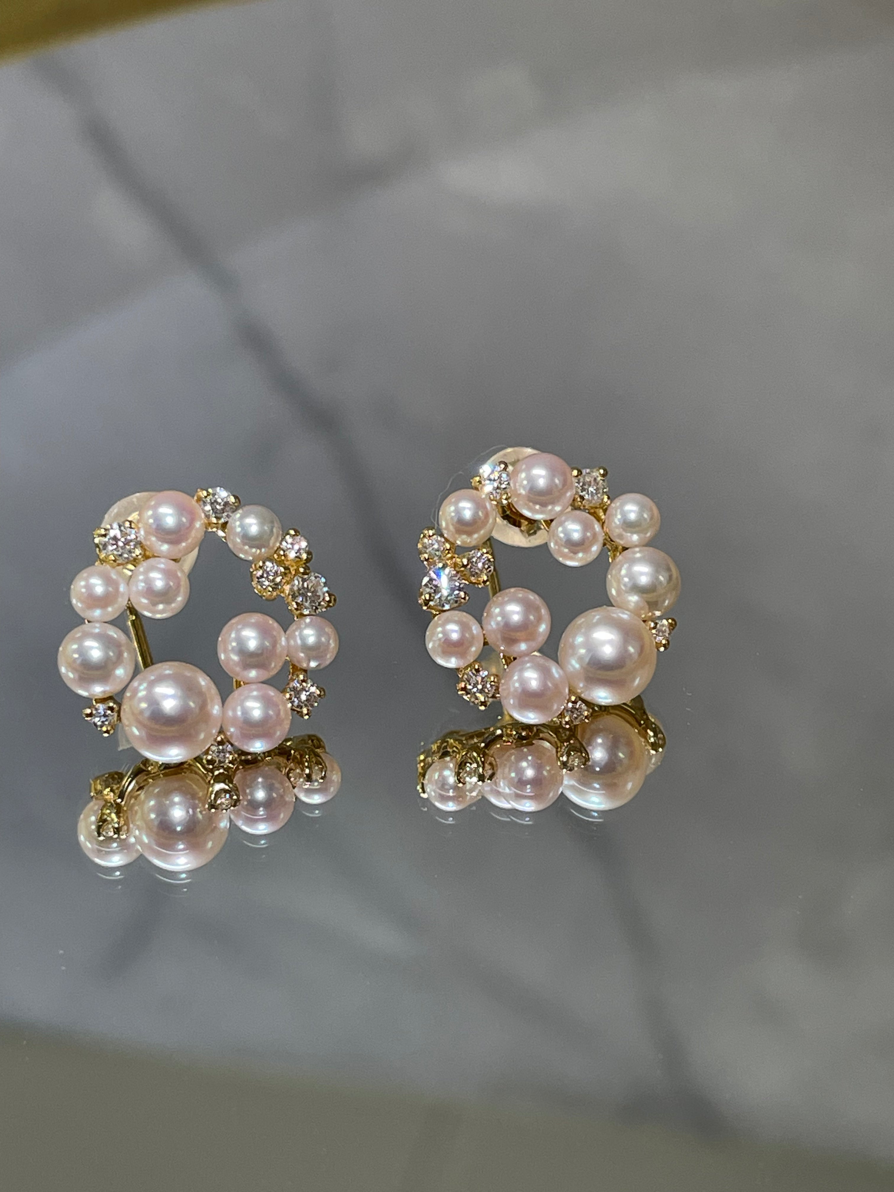 K18 Akoya Pearl & Diamond Stud Earrings