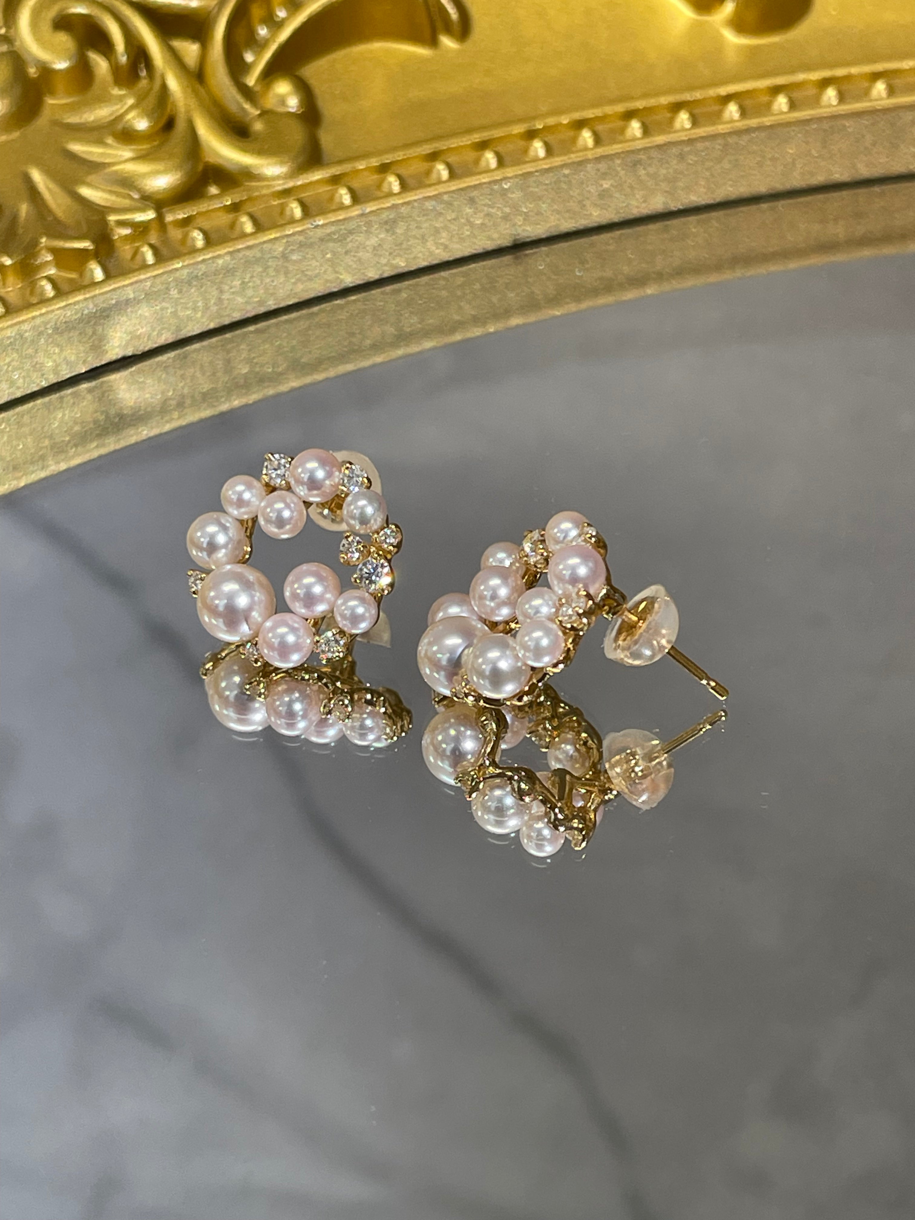 K18 Akoya Pearl & Diamond Stud Earrings