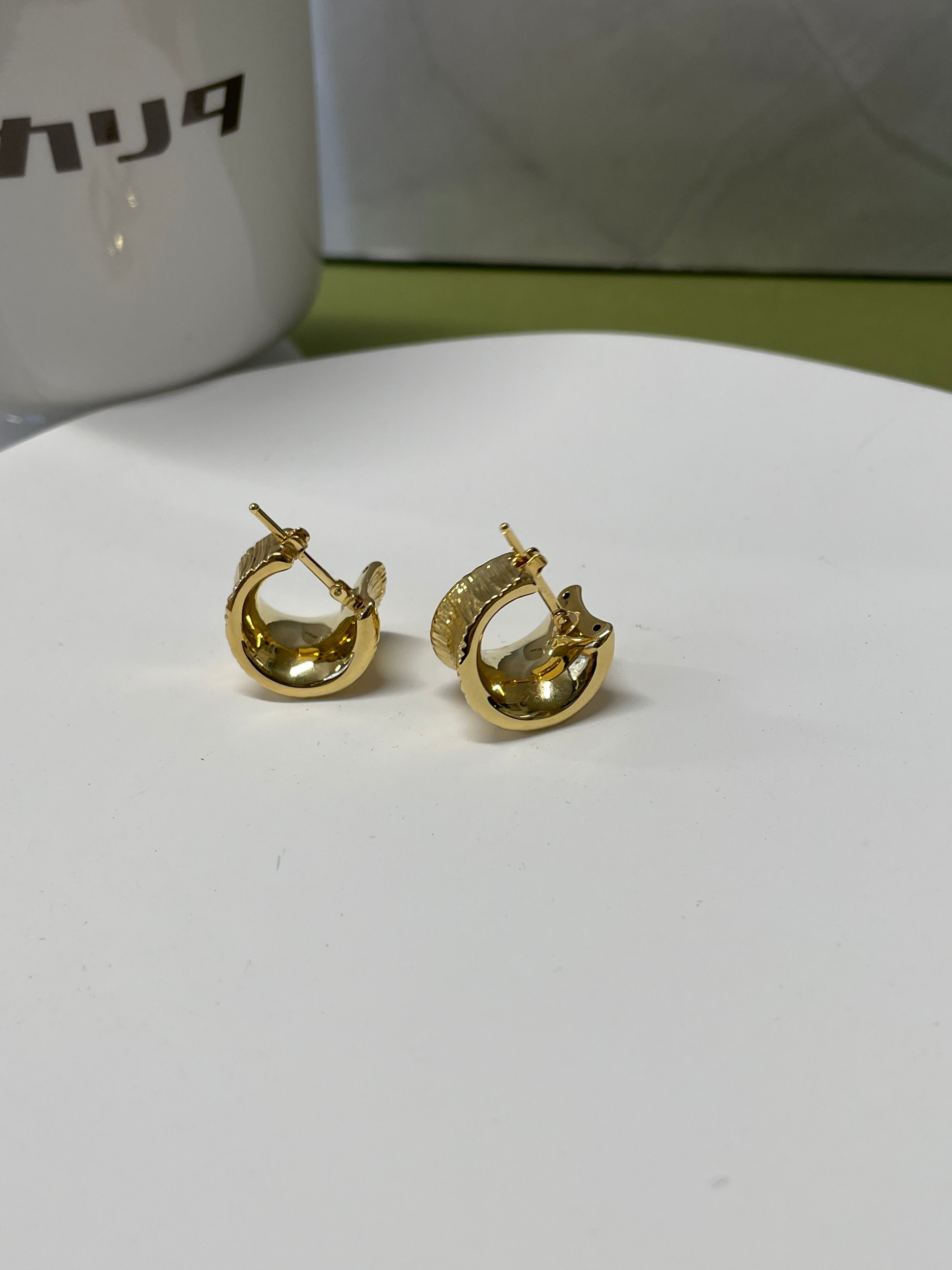 18K Gold Textured Sculptural Earrings