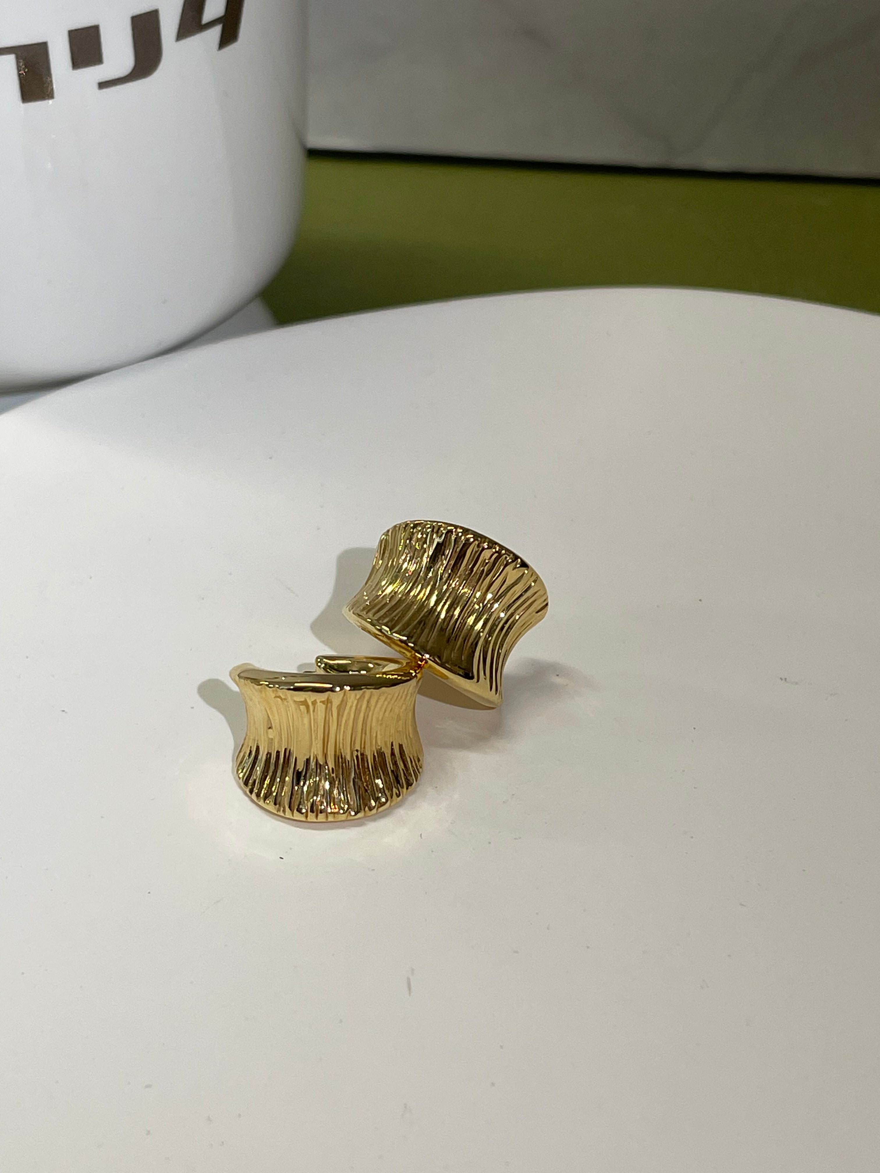 18K Gold Textured Sculptural Earrings