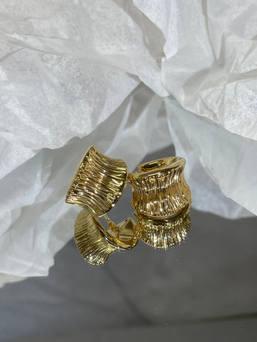 18K Gold Textured Sculptural Earrings