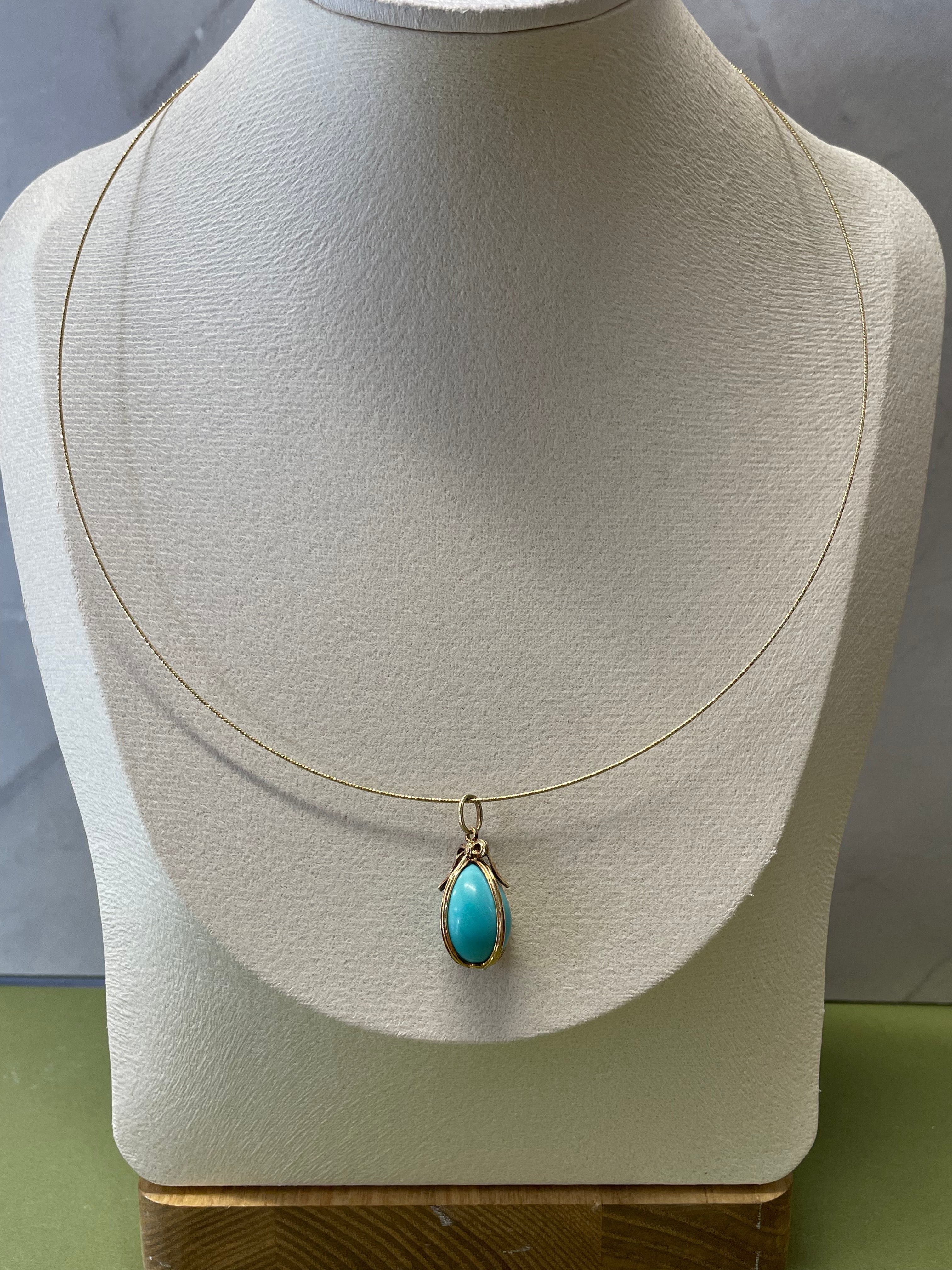 Tiffany & Co. Vintage K18 Turquoise Teardrop Pendant
