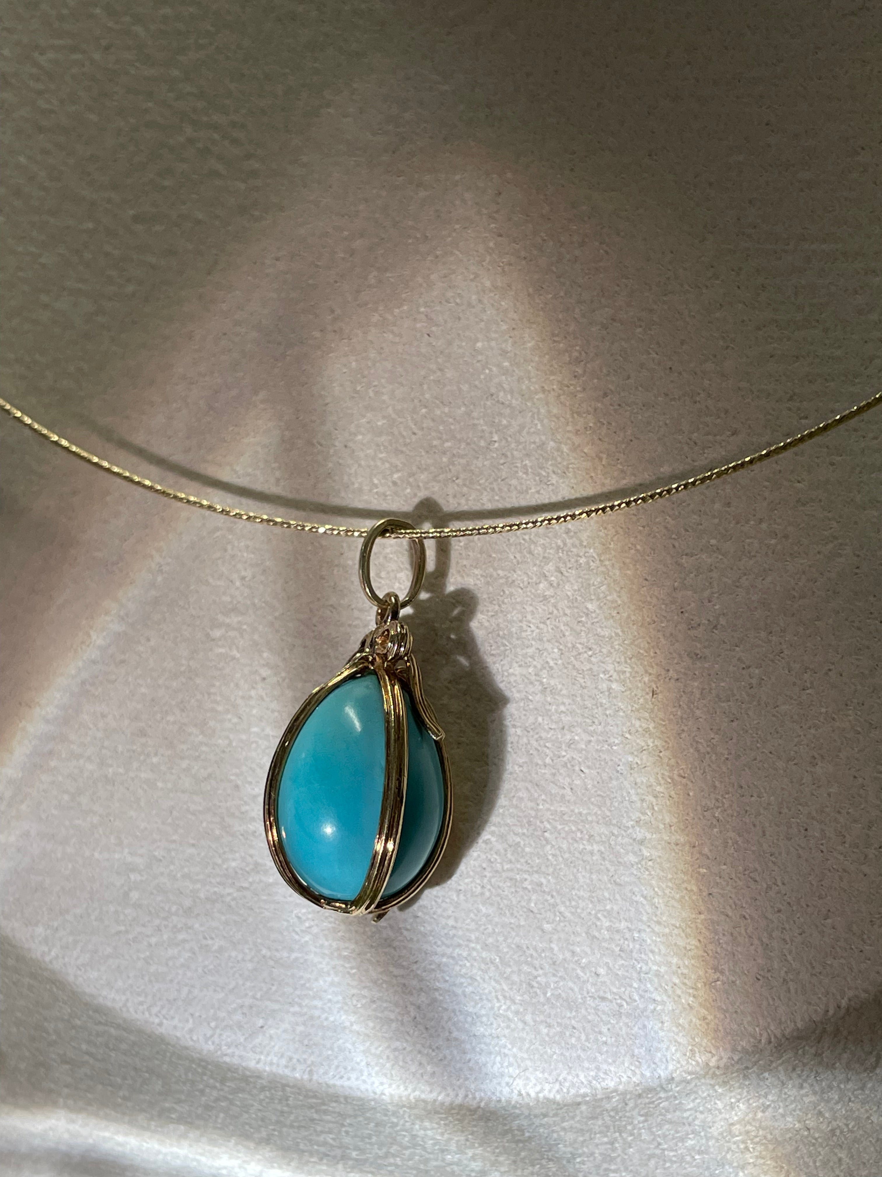Tiffany & Co. Vintage K18 Turquoise Teardrop Pendant
