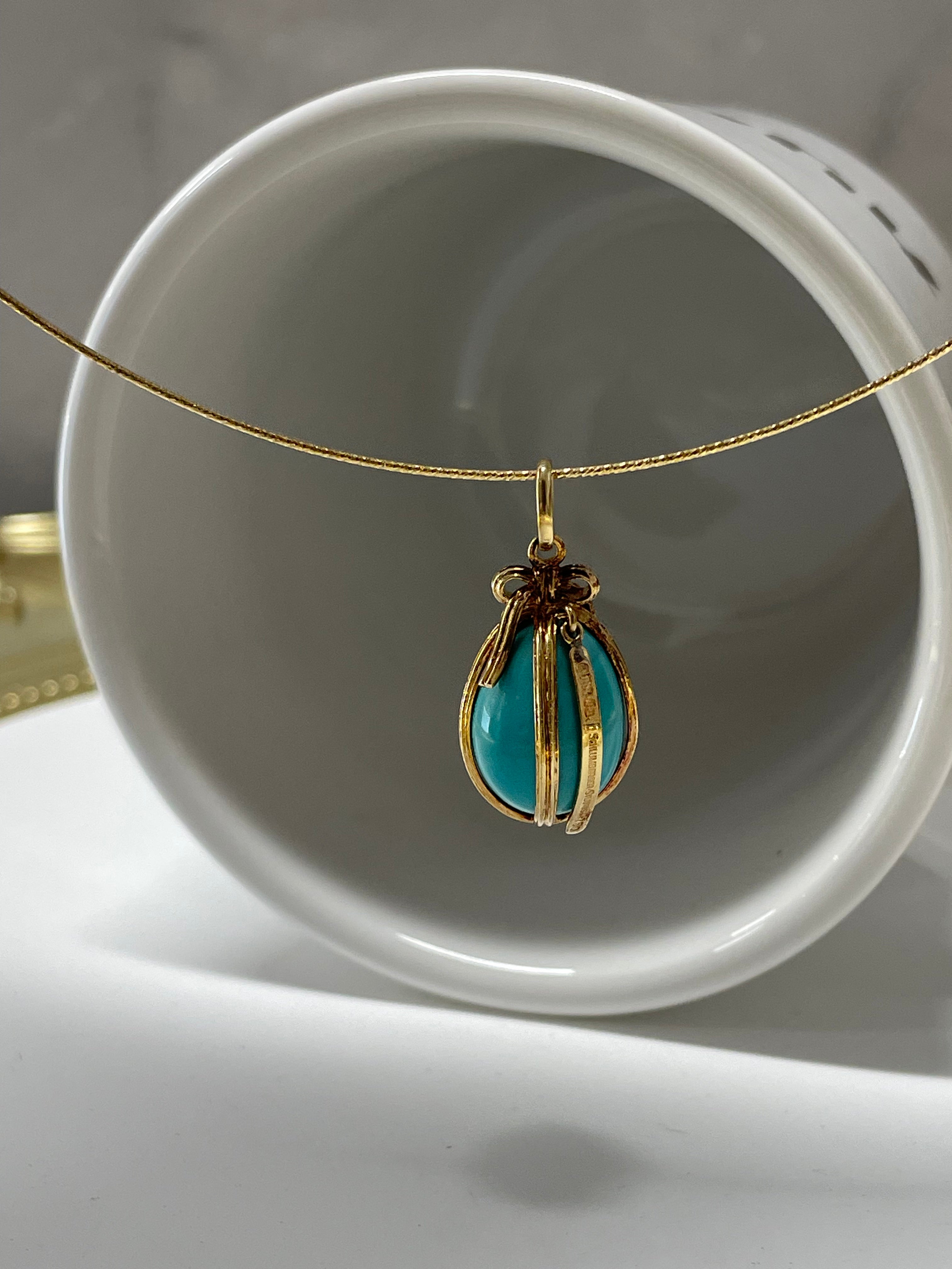 Tiffany & Co. Vintage K18 Turquoise Teardrop Pendant