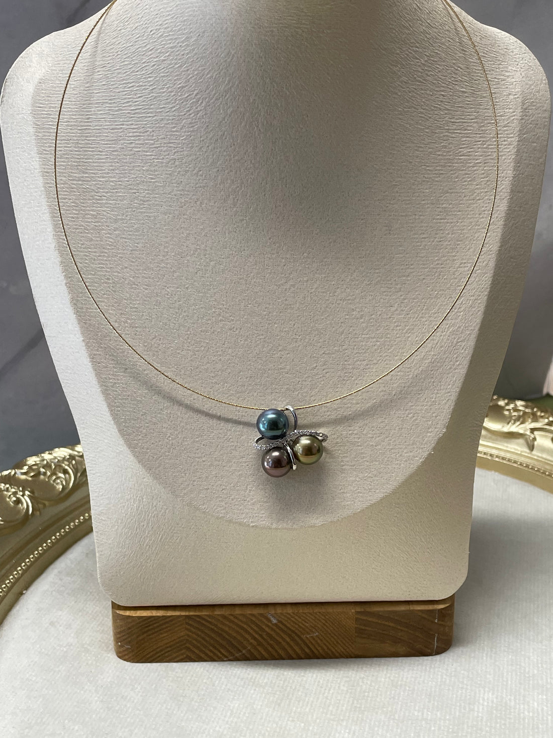 K18 Tahitian Pearl Trio Diamond Pendant