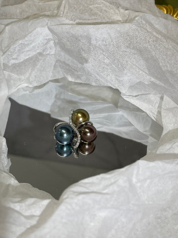 K18 Tahitian Pearl Trio Diamond Pendant