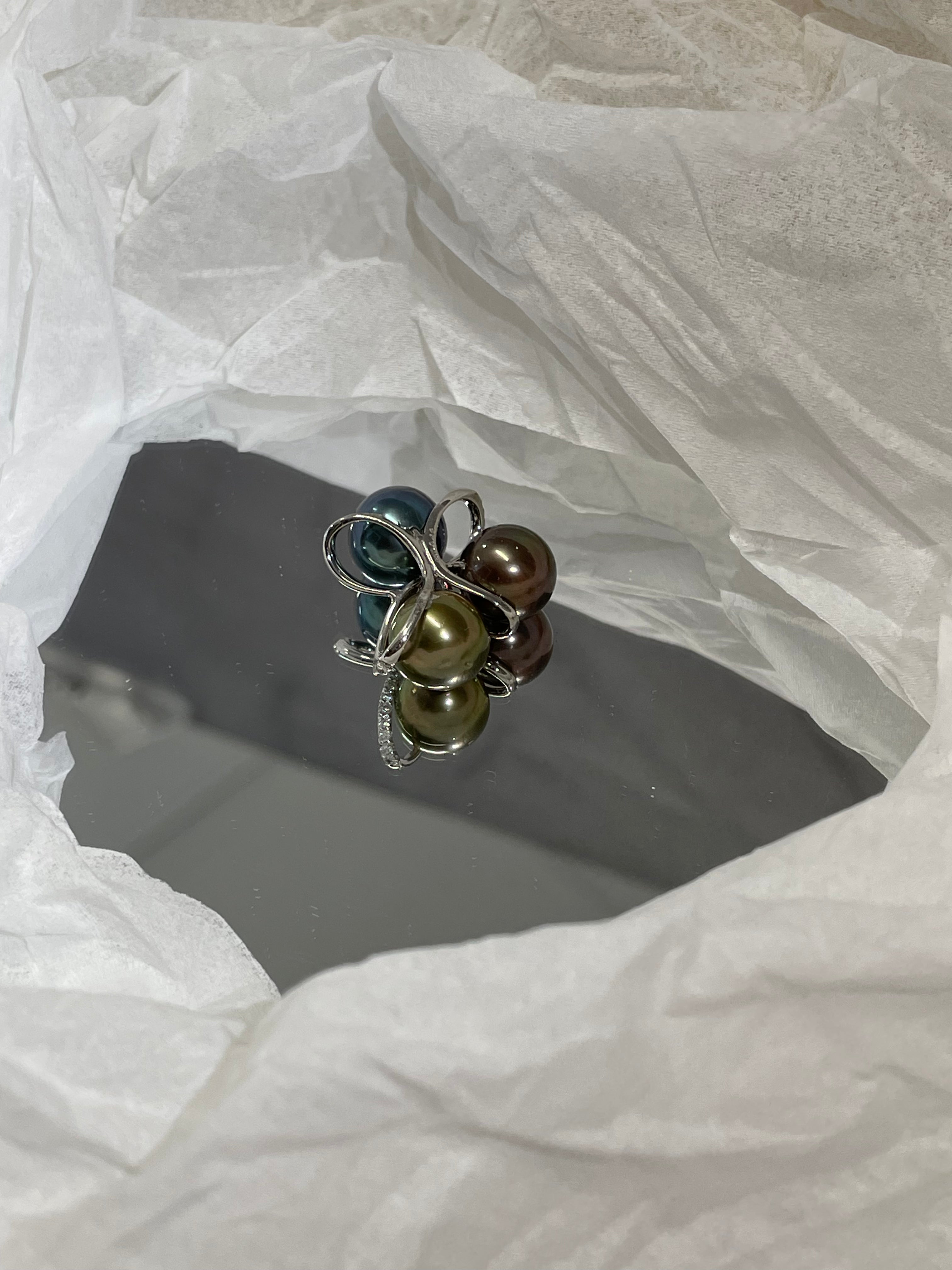K18 Tahitian Pearl Trio Diamond Pendant