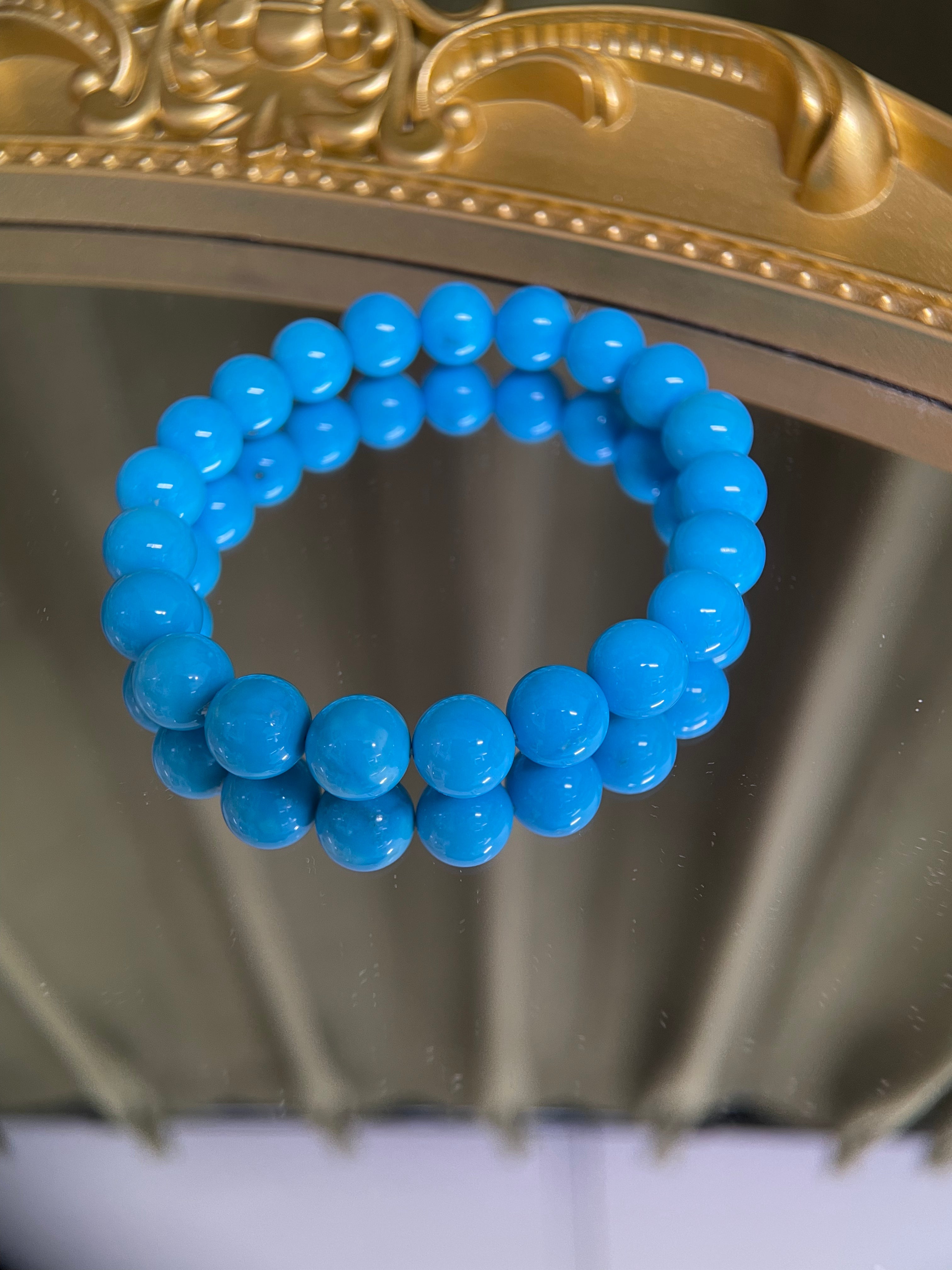 8.5mm Natural Sleeping Beauty Turquoise Single Strand Bracelet