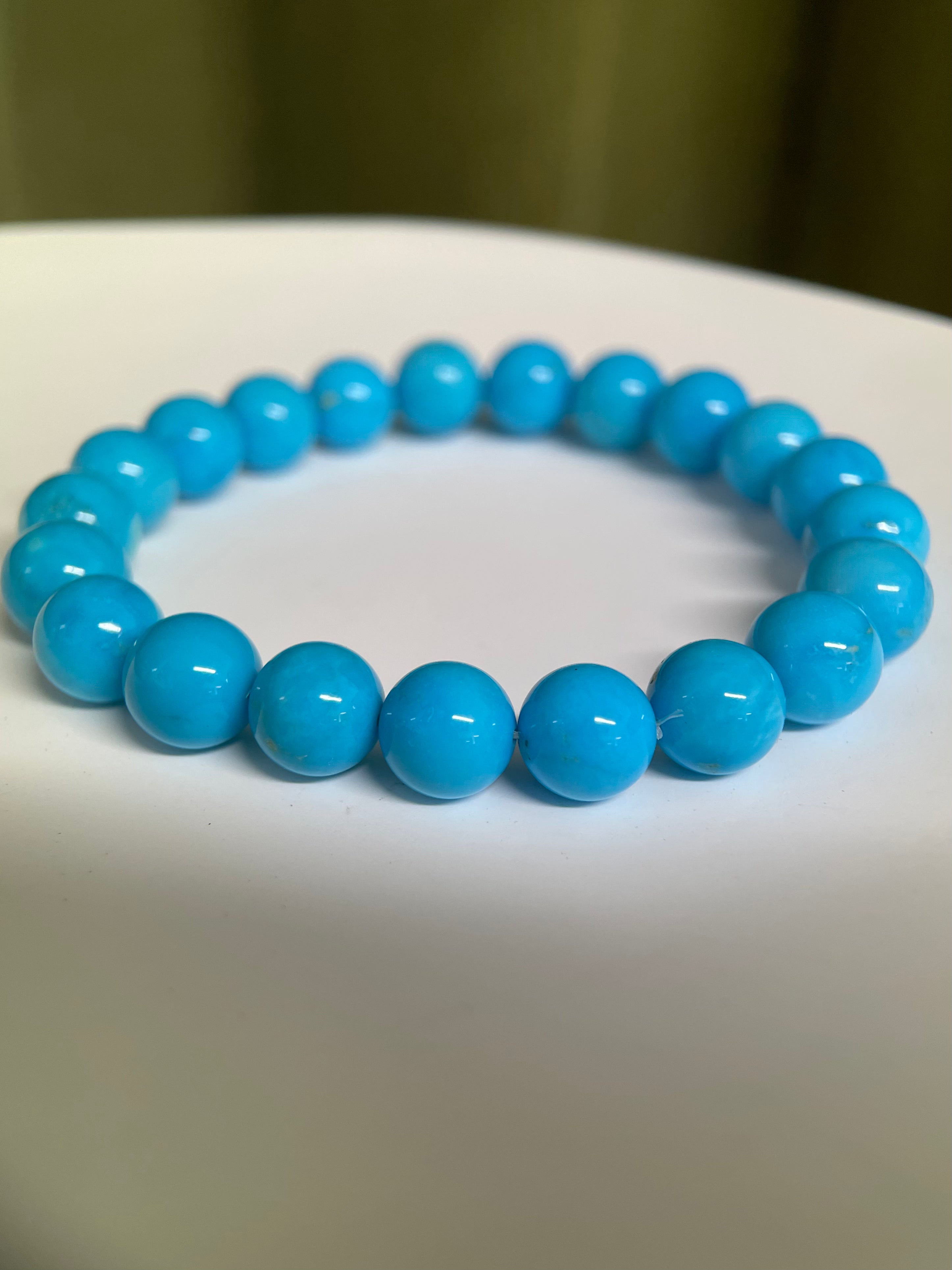 8.5mm Natural Sleeping Beauty Turquoise Single Strand Bracelet