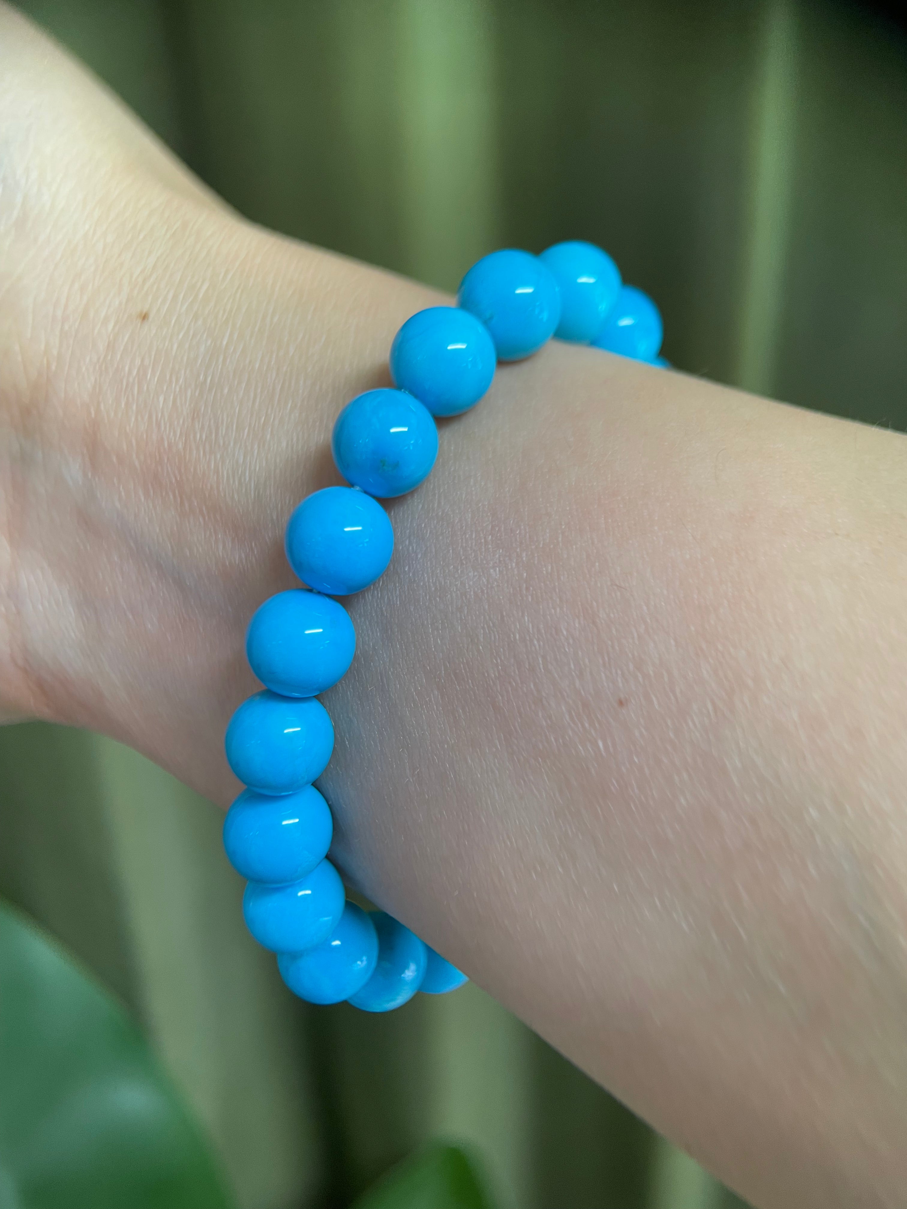 8.5mm Natural Sleeping Beauty Turquoise Single Strand Bracelet