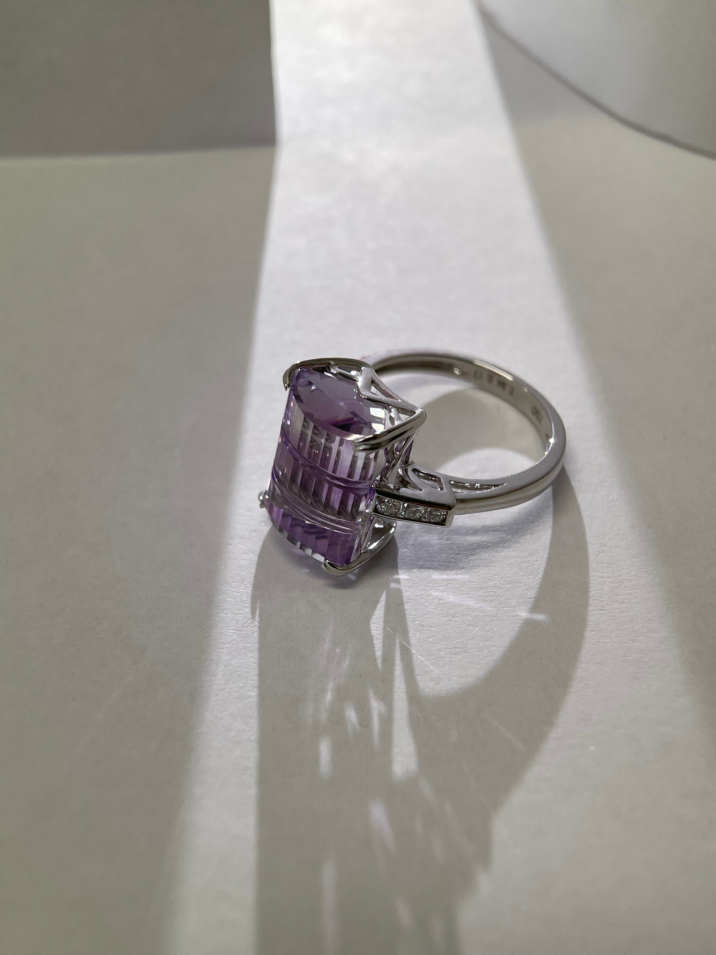 GGS Certified 7.94ct Bicolor Quartz &amp; Diamond Art Deco Ring
